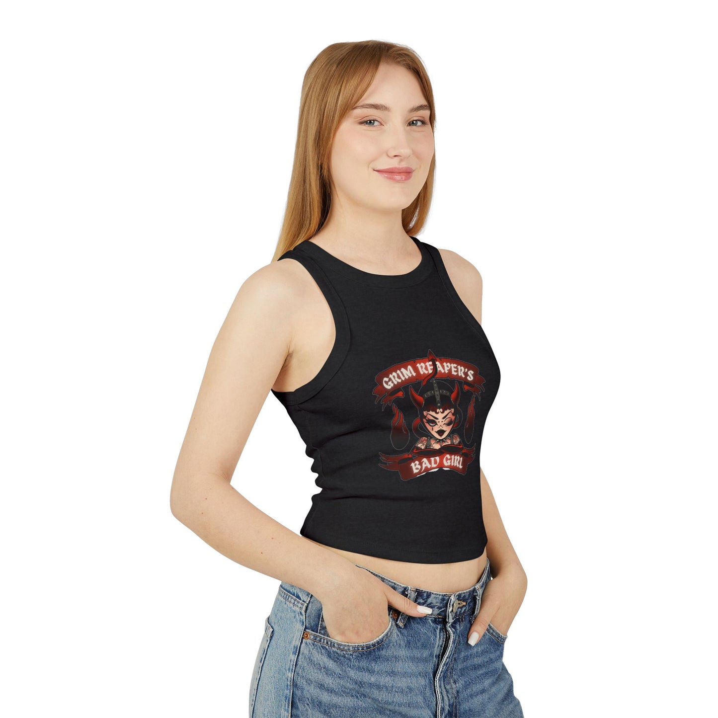 Grim Reaper's Bad Girl Crop Tank Top - Edgy Women's Fashion