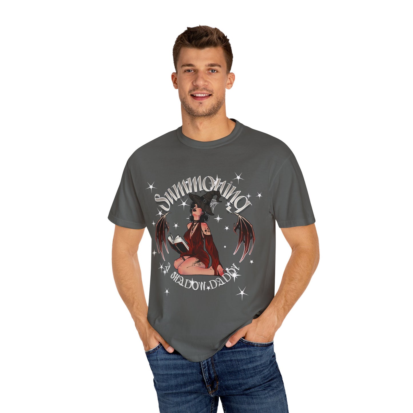 Summoning Shadow Daddy Unisex Garment-Dyed T-Shirt - Dark Aesthetic Tee for Alternative Fashion