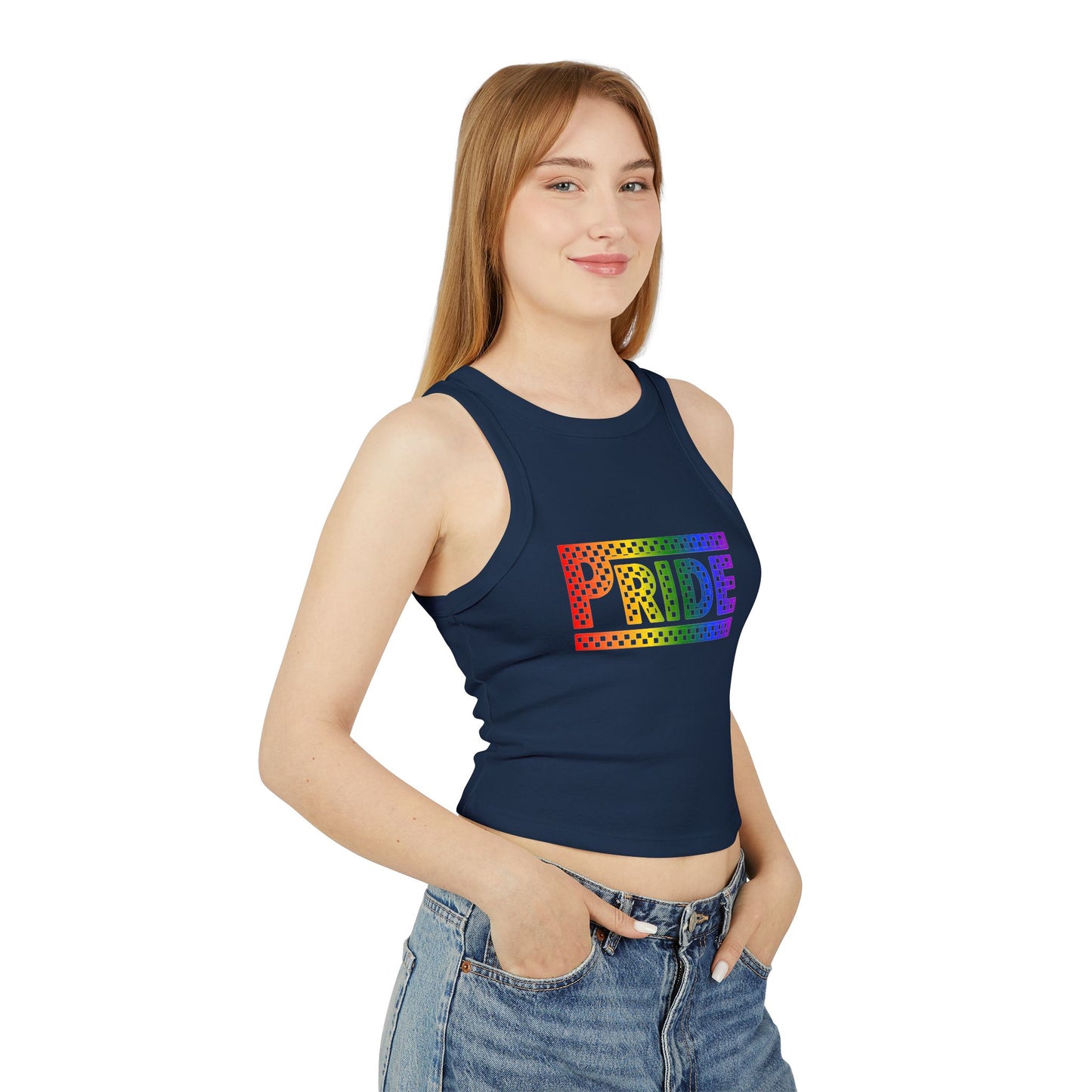 Pride Racer Tank Top for Women, LGBTQ+ Apparel, Summer Festival Shirts, Pride Month Clothing, Colorful Celebration Wear