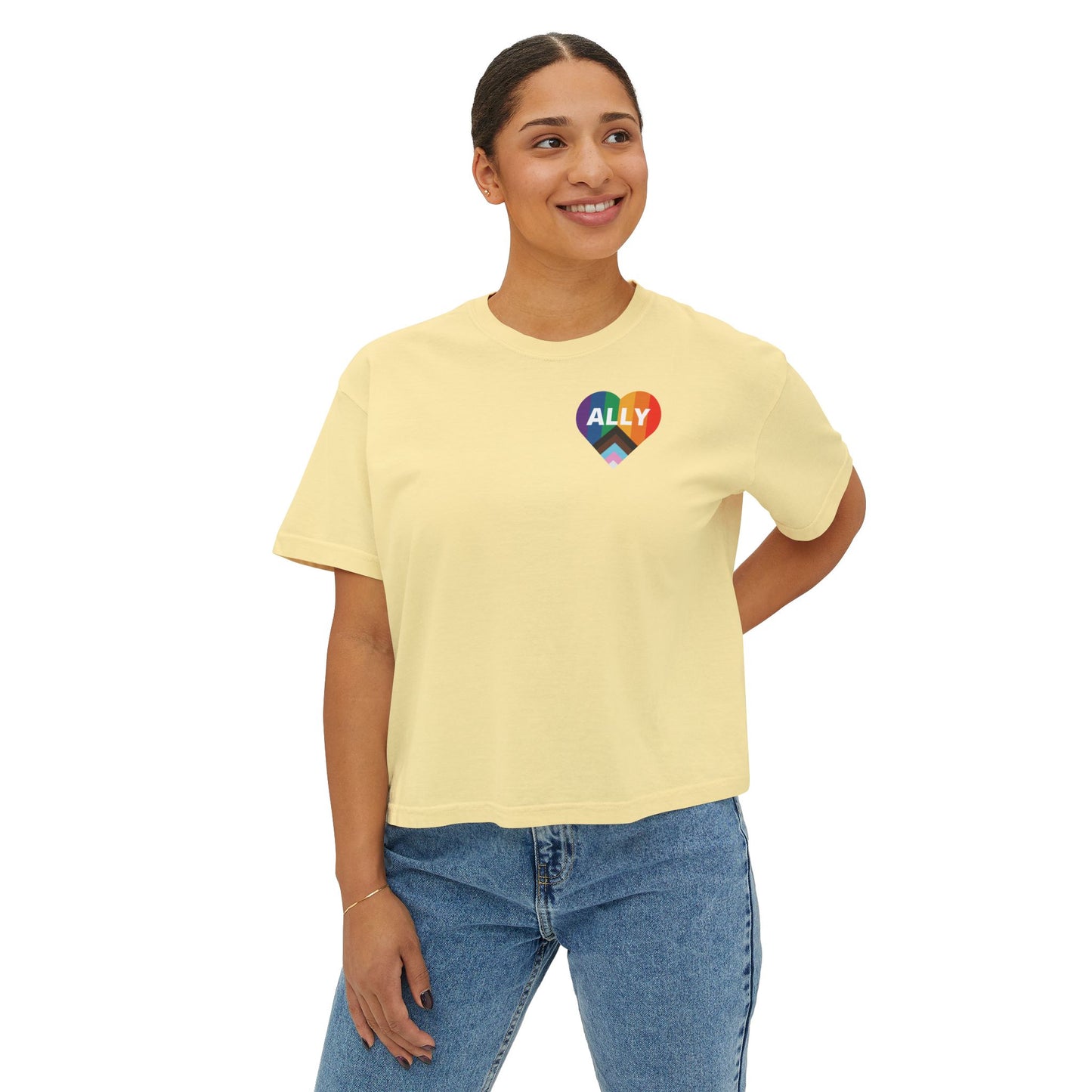 Pride Ally Boxy Tee - Feminine, Comfortable, LGBTQ+ Equality Wear, Gift for Allies, Pride Month Celebration, Casual Everyday Wear
