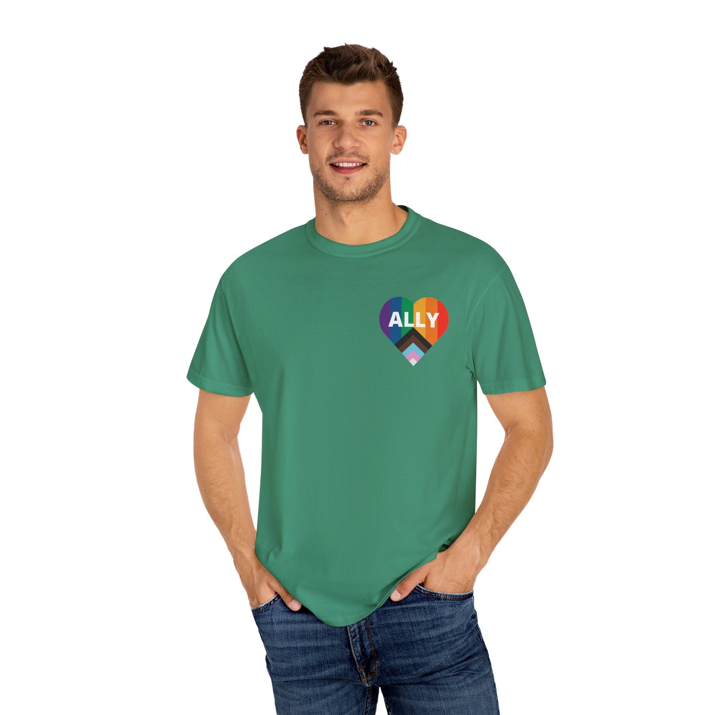 Inclusive Ally Heart T-Shirt, Pride Apparel, LGBTQ+ Support Shirt, Gift for Allies, Unisex T-Shirt, Colorful Heart Tee