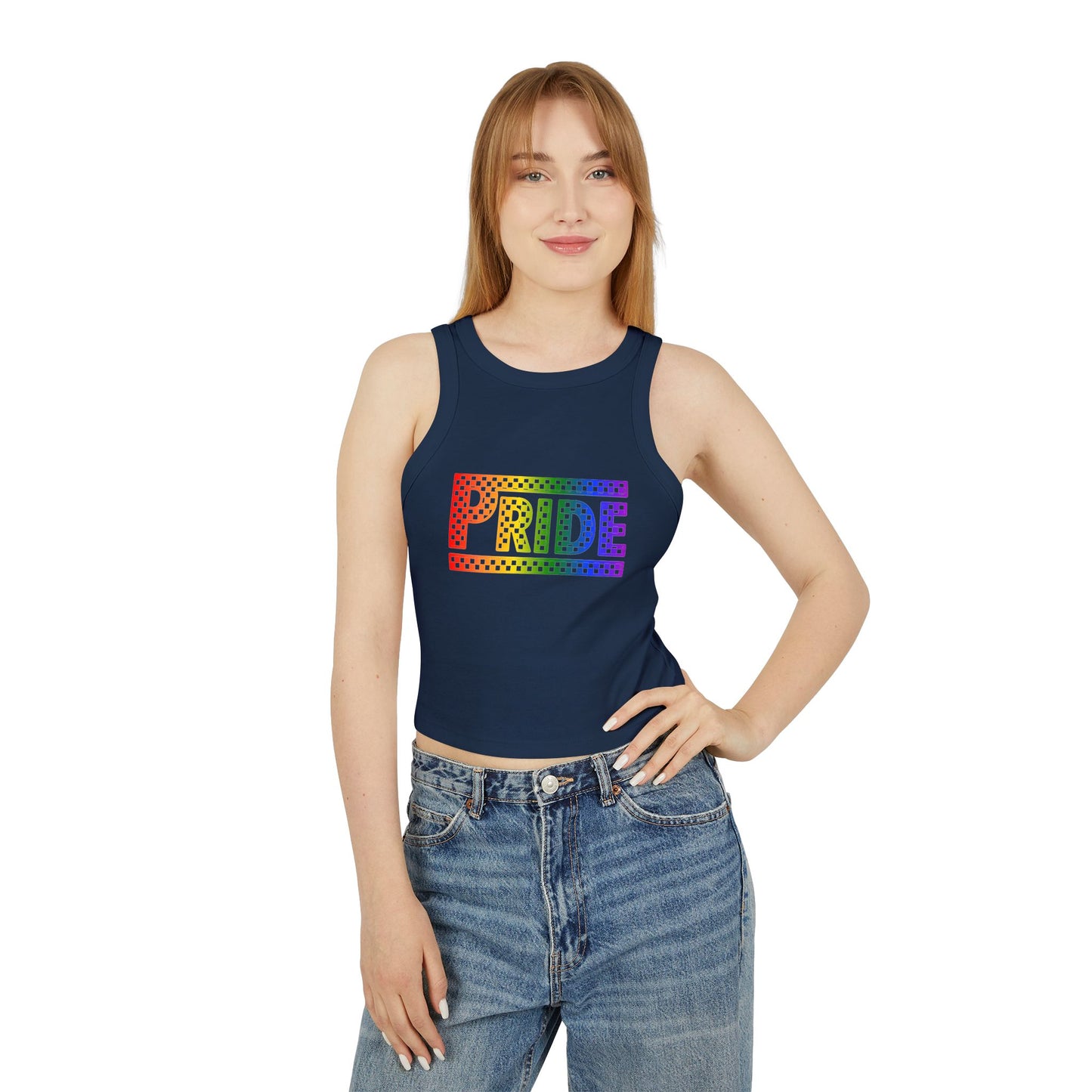Pride Racer Tank Top for Women, LGBTQ+ Apparel, Summer Festival Shirts, Pride Month Clothing, Colorful Celebration Wear
