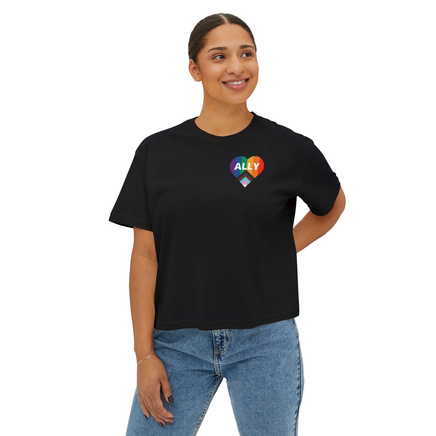 Pride Ally Boxy Tee - Feminine, Comfortable, LGBTQ+ Equality Wear, Gift for Allies, Pride Month Celebration, Casual Everyday Wear