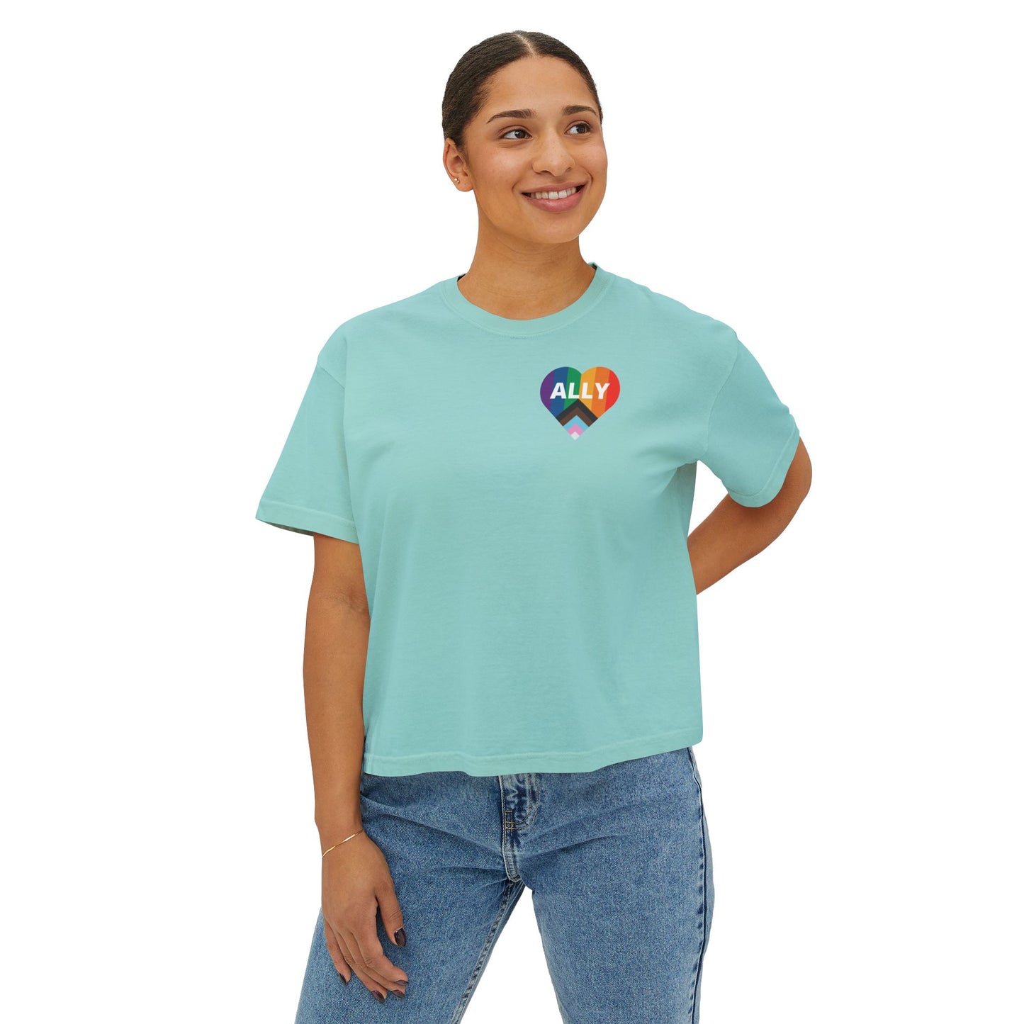 Pride Ally Boxy Tee - Feminine, Comfortable, LGBTQ+ Equality Wear, Gift for Allies, Pride Month Celebration, Casual Everyday Wear