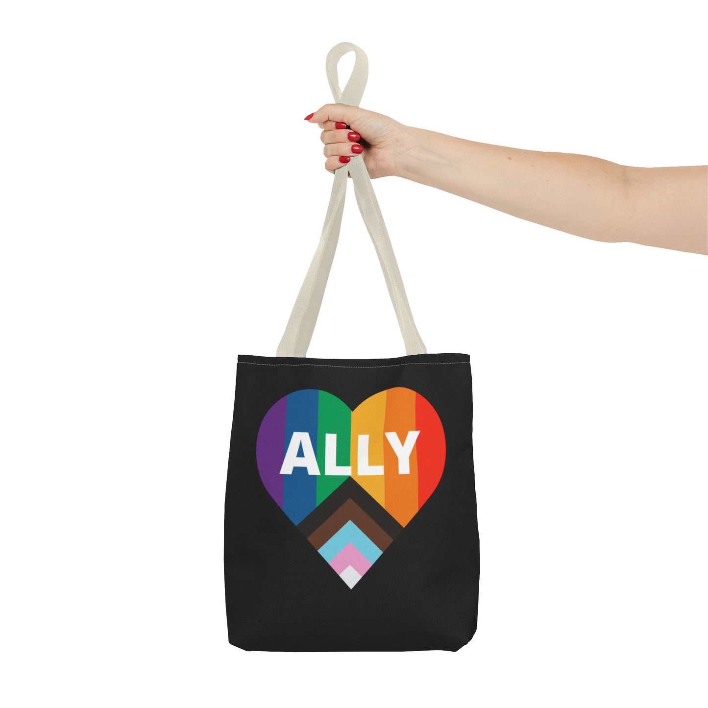Pride Ally Tote Bag, Reusable Shopping Bag, Eco-Friendly Tote, LGBTQ+ Gift, Colorful Heart Design