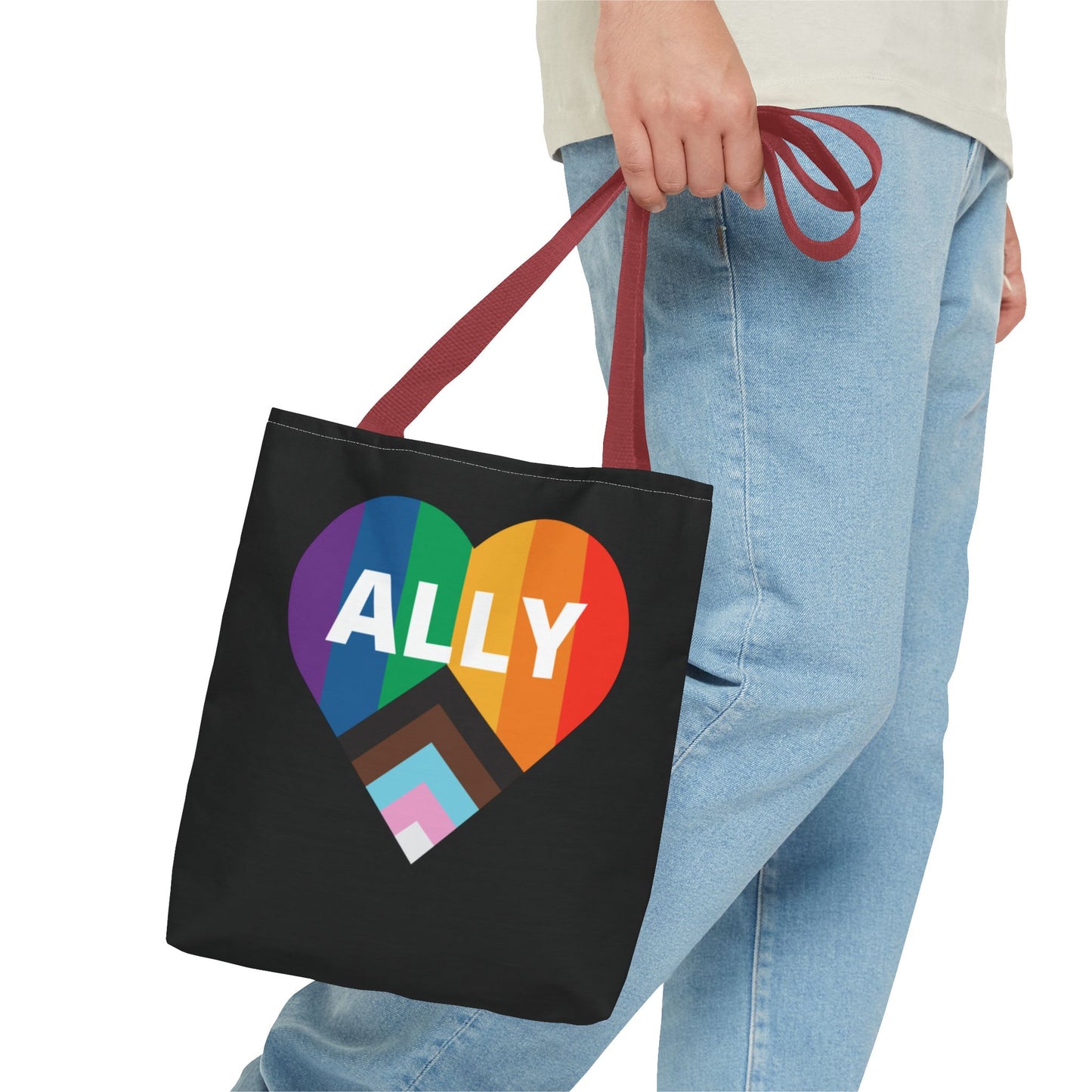 Pride Ally Tote Bag, Reusable Shopping Bag, Eco-Friendly Tote, LGBTQ+ Gift, Colorful Heart Design