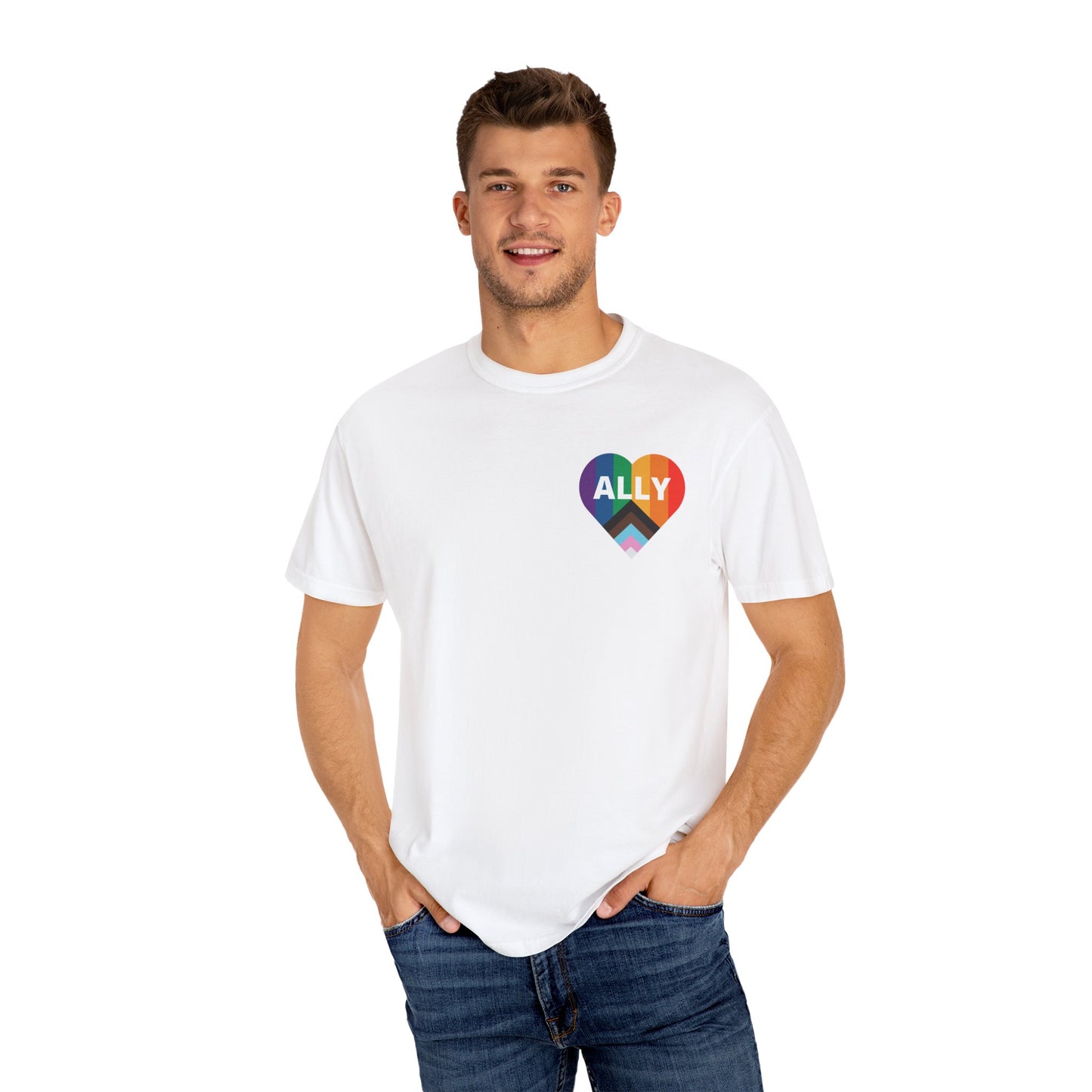 Inclusive Ally Heart T-Shirt, Pride Apparel, LGBTQ+ Support Shirt, Gift for Allies, Unisex T-Shirt, Colorful Heart Tee