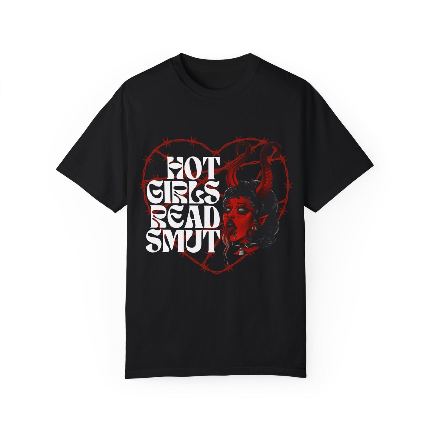 Unisex Garment-Dyed T-Shirt - 'Hot Girls Read Smut' Graphic Tee for Book Lovers