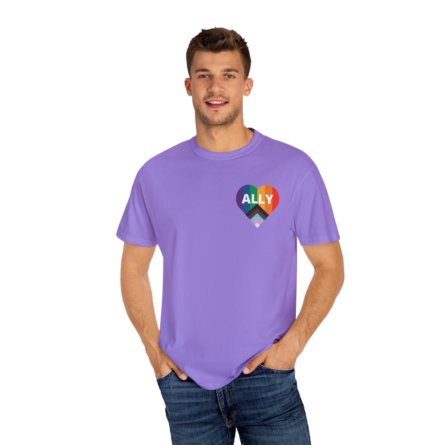Inclusive Ally Heart T-Shirt, Pride Apparel, LGBTQ+ Support Shirt, Gift for Allies, Unisex T-Shirt, Colorful Heart Tee