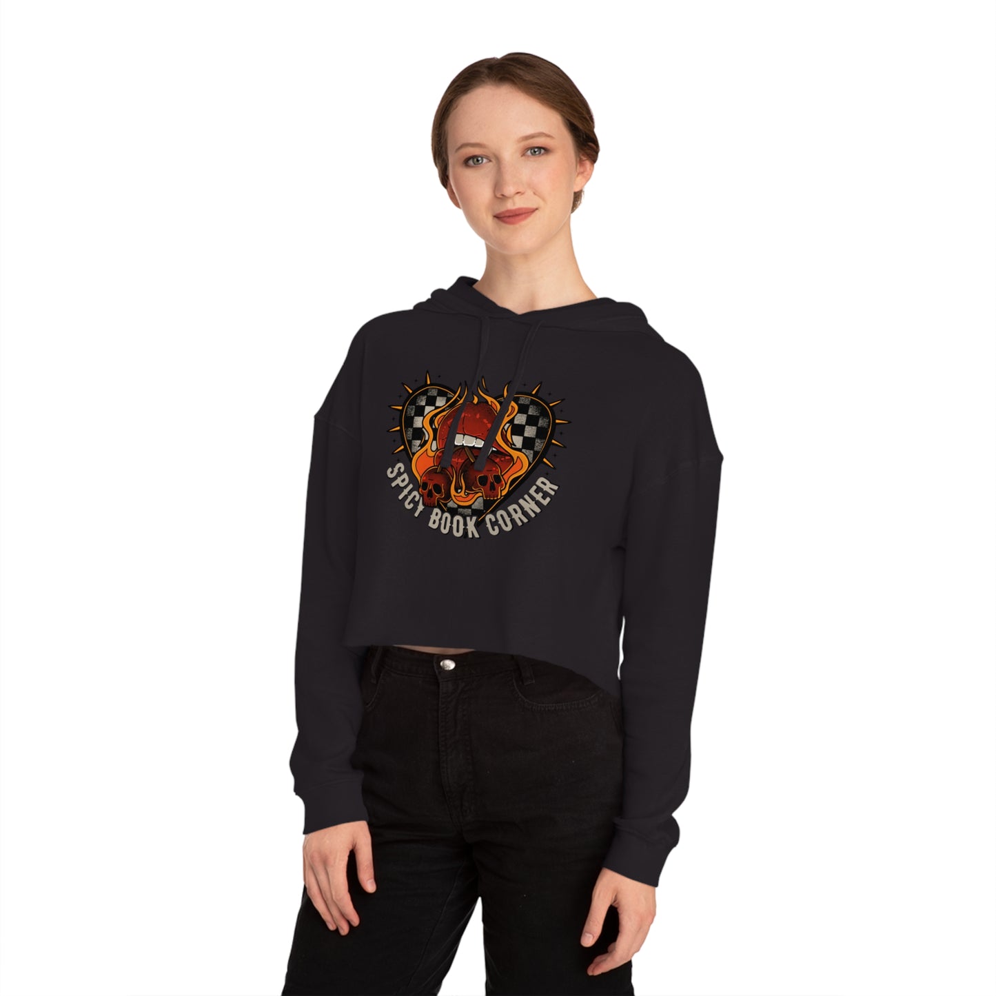 Spicy Book Corner Crop Hoodie Logo