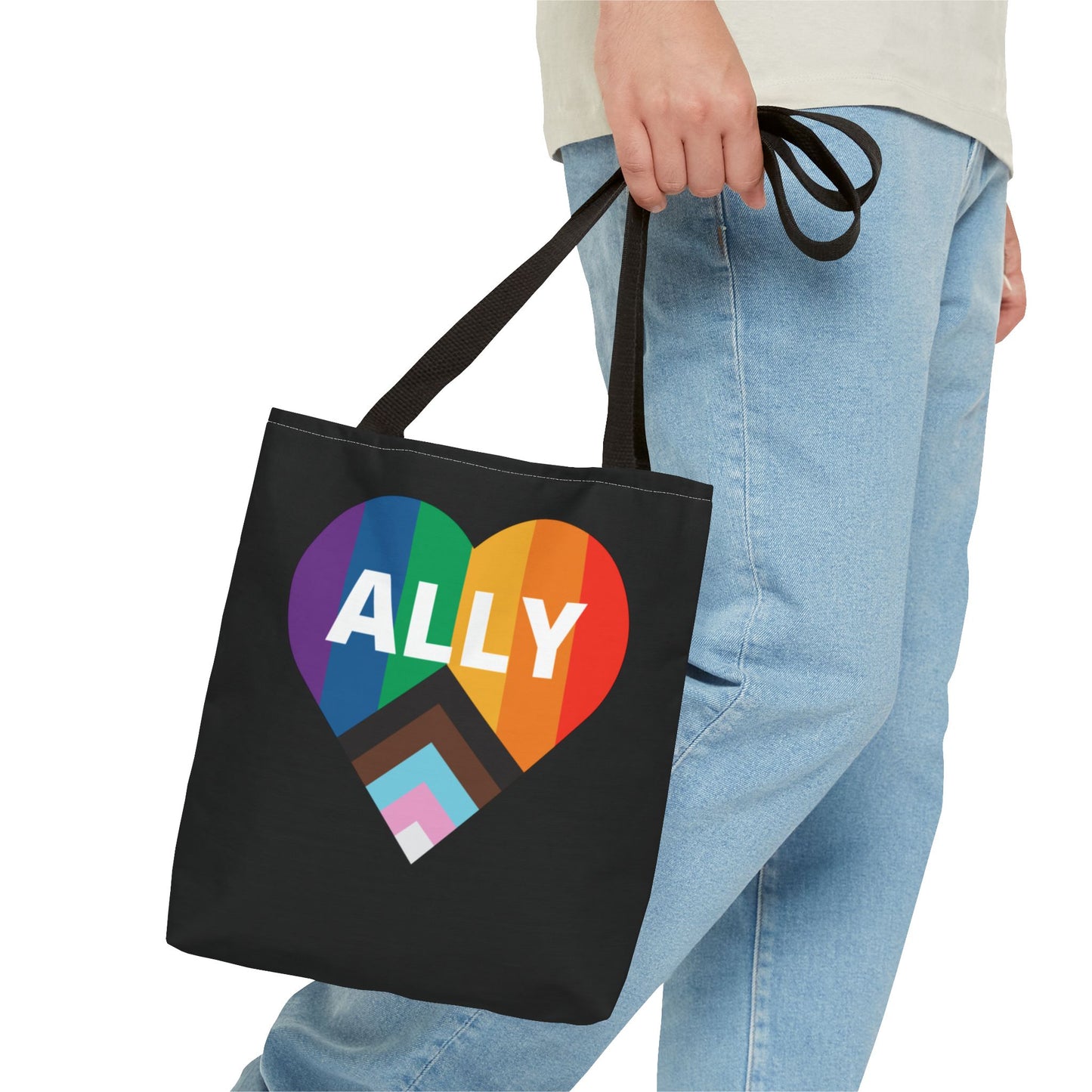 Pride Ally Tote Bag, Reusable Shopping Bag, Eco-Friendly Tote, LGBTQ+ Gift, Colorful Heart Design