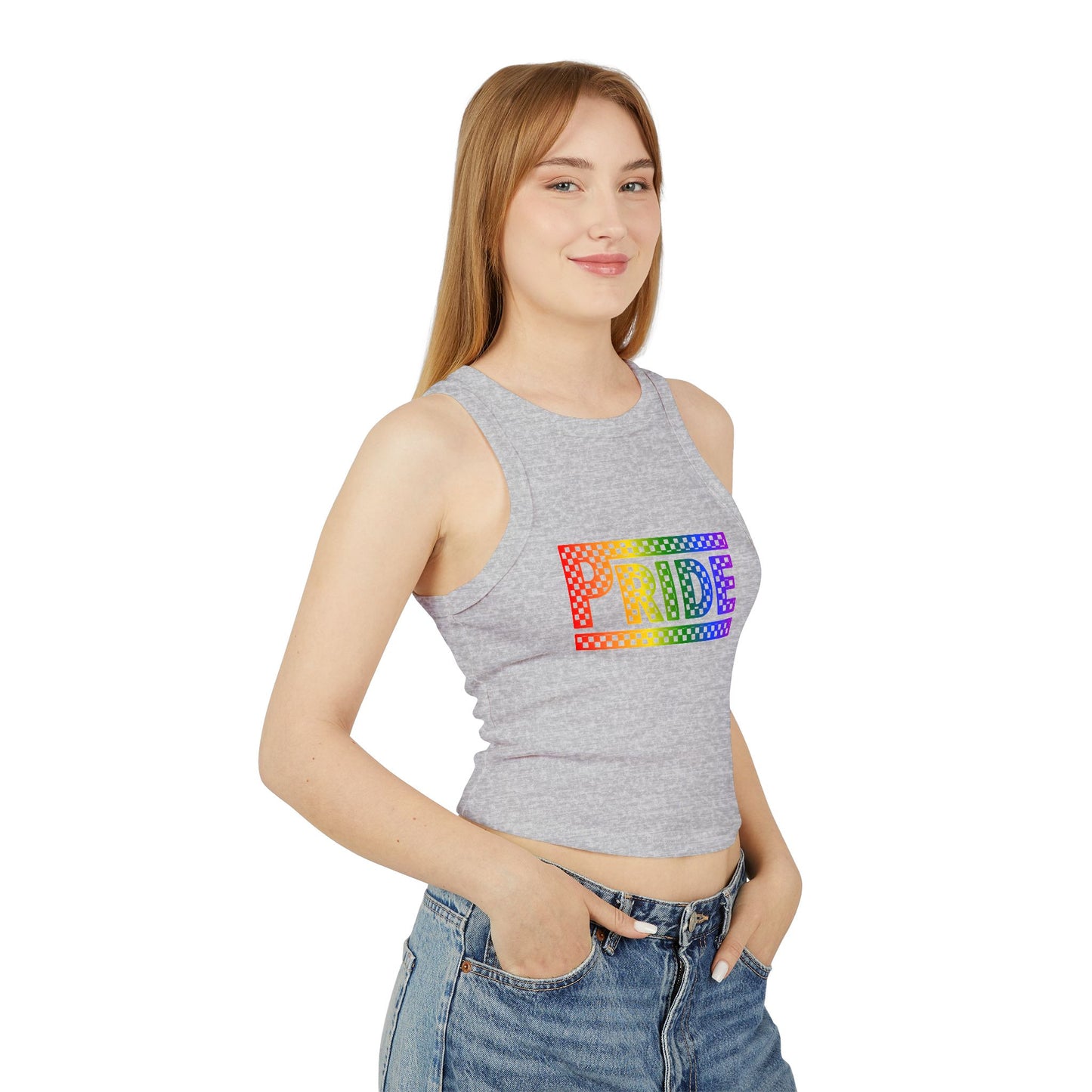 Pride Racer Tank Top for Women, LGBTQ+ Apparel, Summer Festival Shirts, Pride Month Clothing, Colorful Celebration Wear