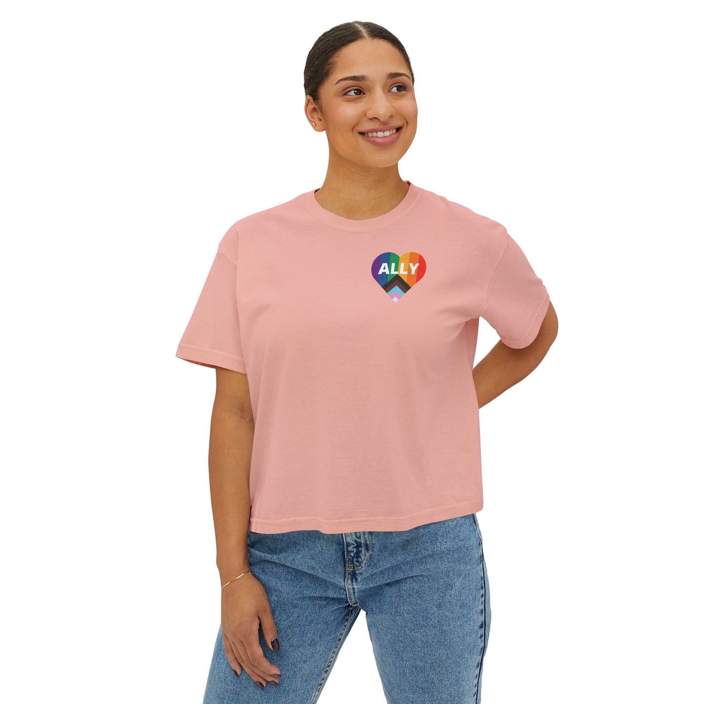 Pride Ally Boxy Tee - Feminine, Comfortable, LGBTQ+ Equality Wear, Gift for Allies, Pride Month Celebration, Casual Everyday Wear