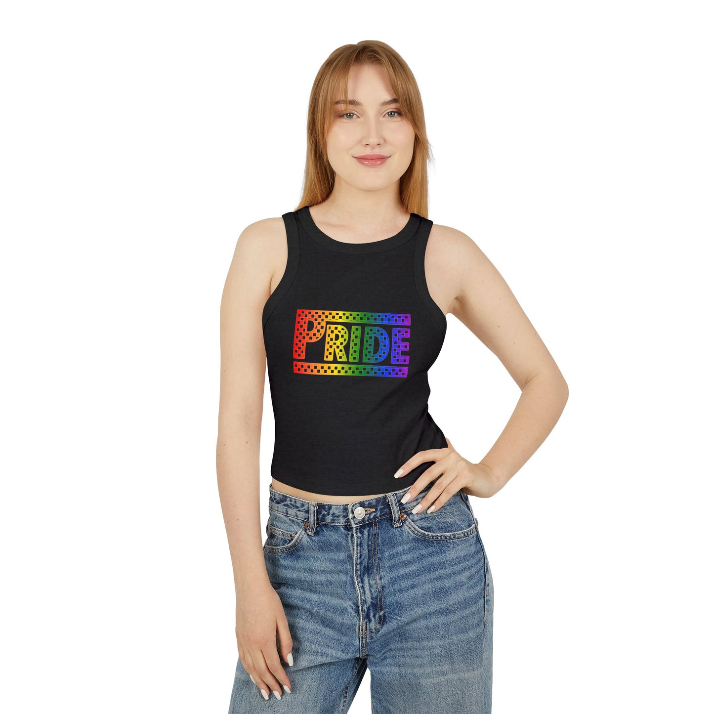 Pride Racer Tank Top for Women, LGBTQ+ Apparel, Summer Festival Shirts, Pride Month Clothing, Colorful Celebration Wear