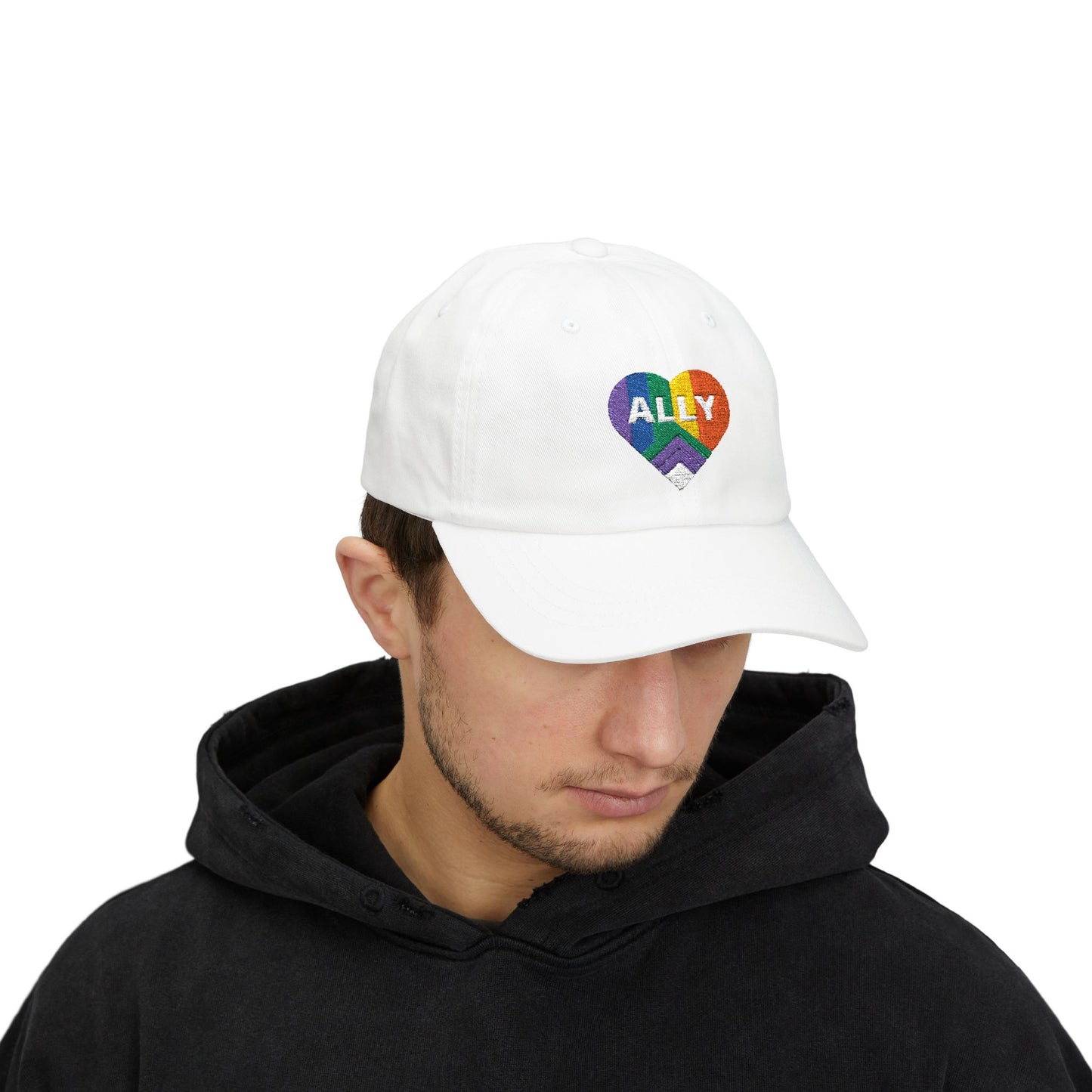 Pride Ally Classic Dad Cap, LGBTQ+ Hat, Adjustable Cap, Summer Accessory, Gift for Allies, Casual Style, Outdoor Fashion