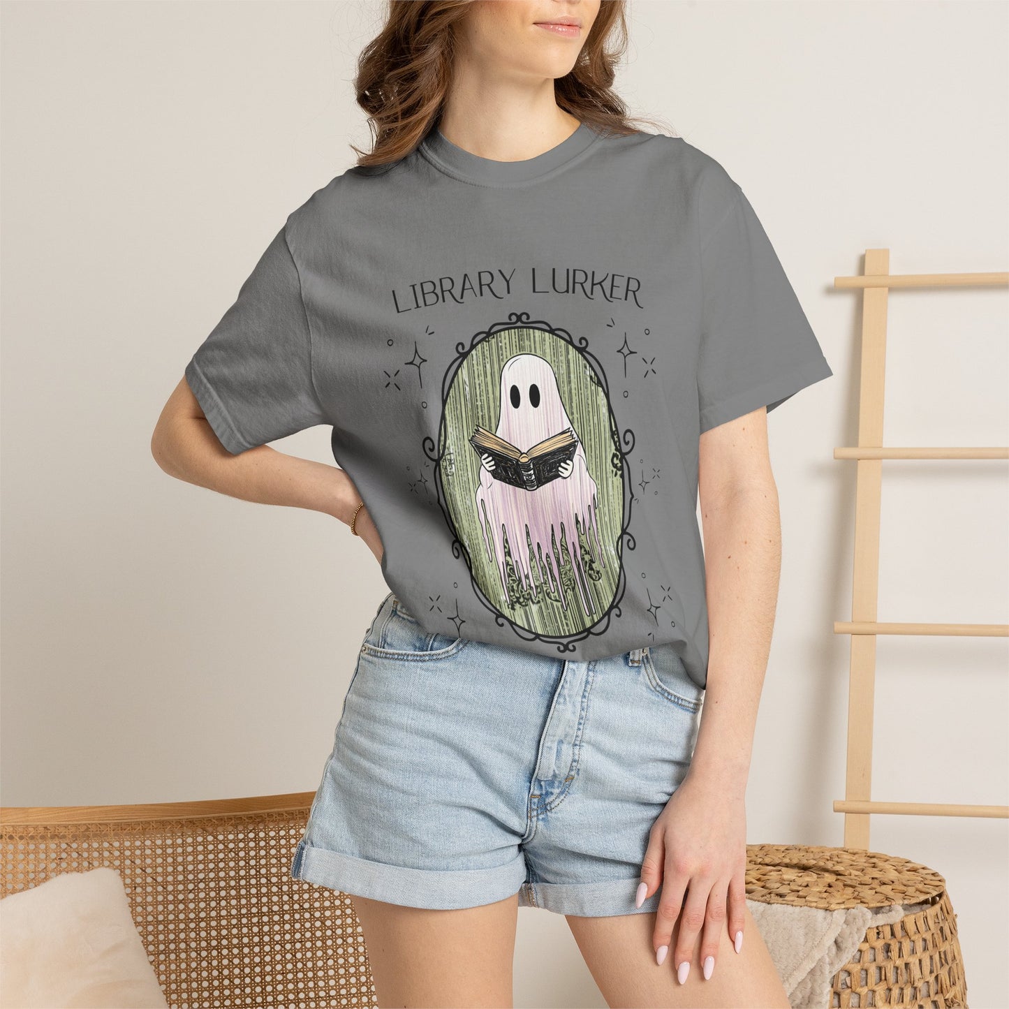Library Lurker T-Shirt — Cute Ghost Book Lover Tee