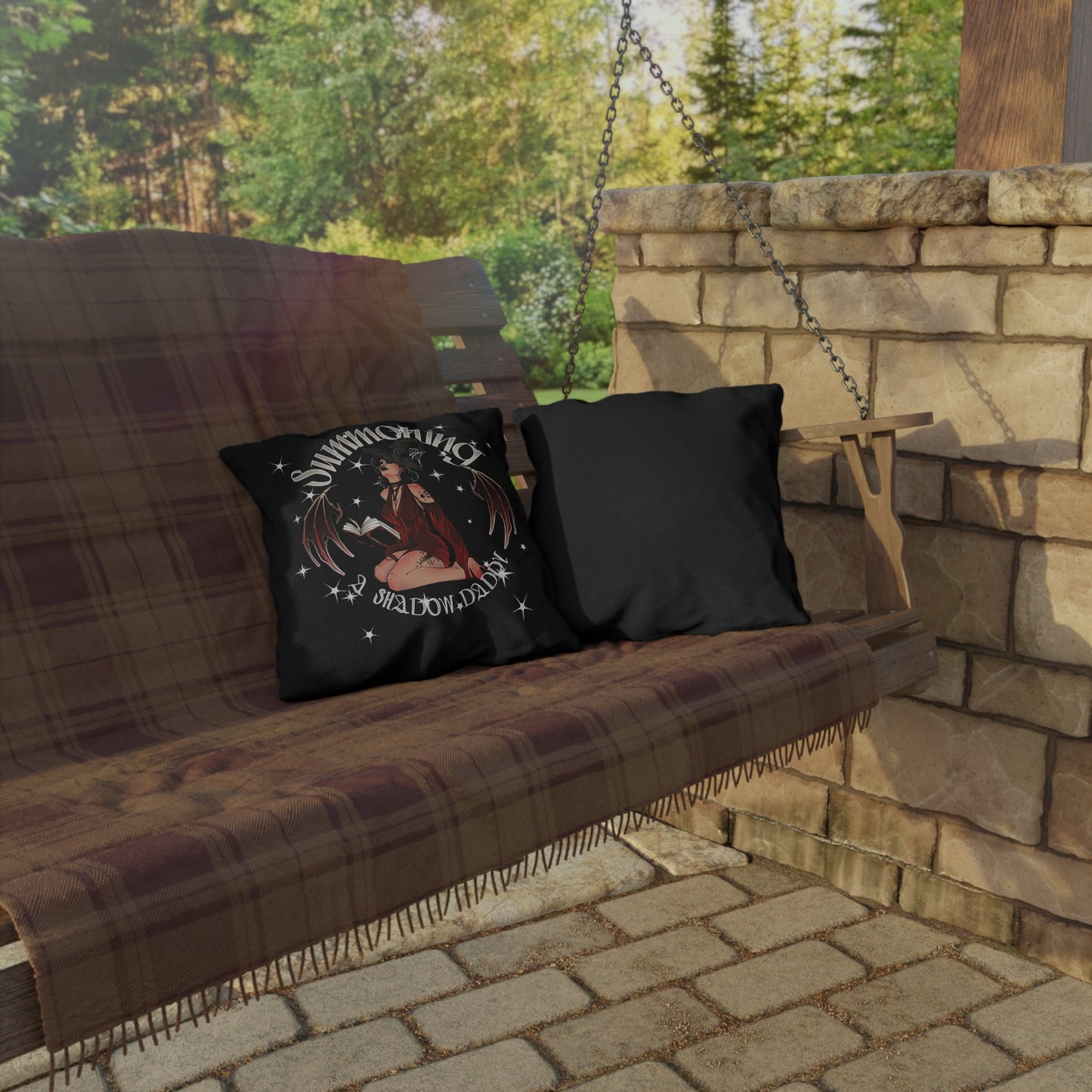Summoning Shadow Daddy Outdoor Pillow - Gothic Decor for Witchy Vibes
