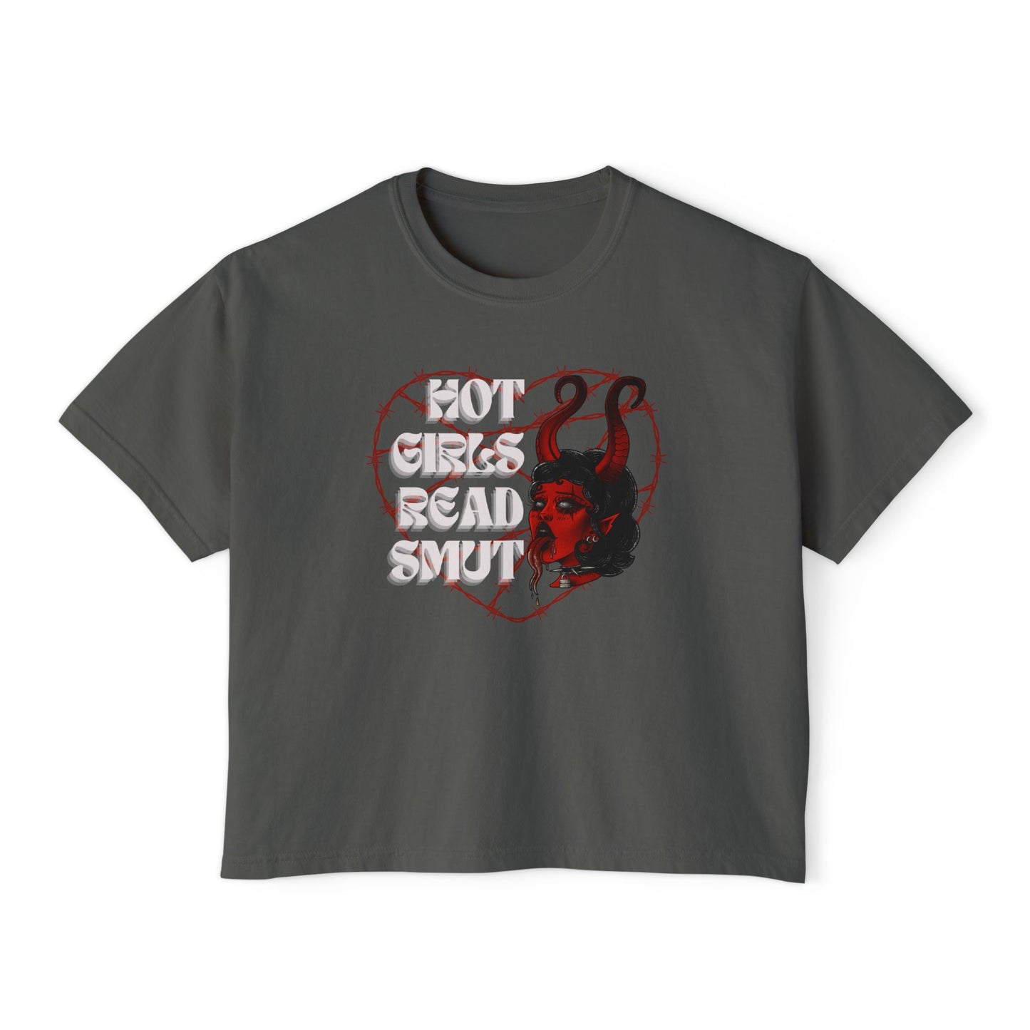 Hot Girls Read Smut Boxy Tee - Trendy Graphic T-Shirt for Women