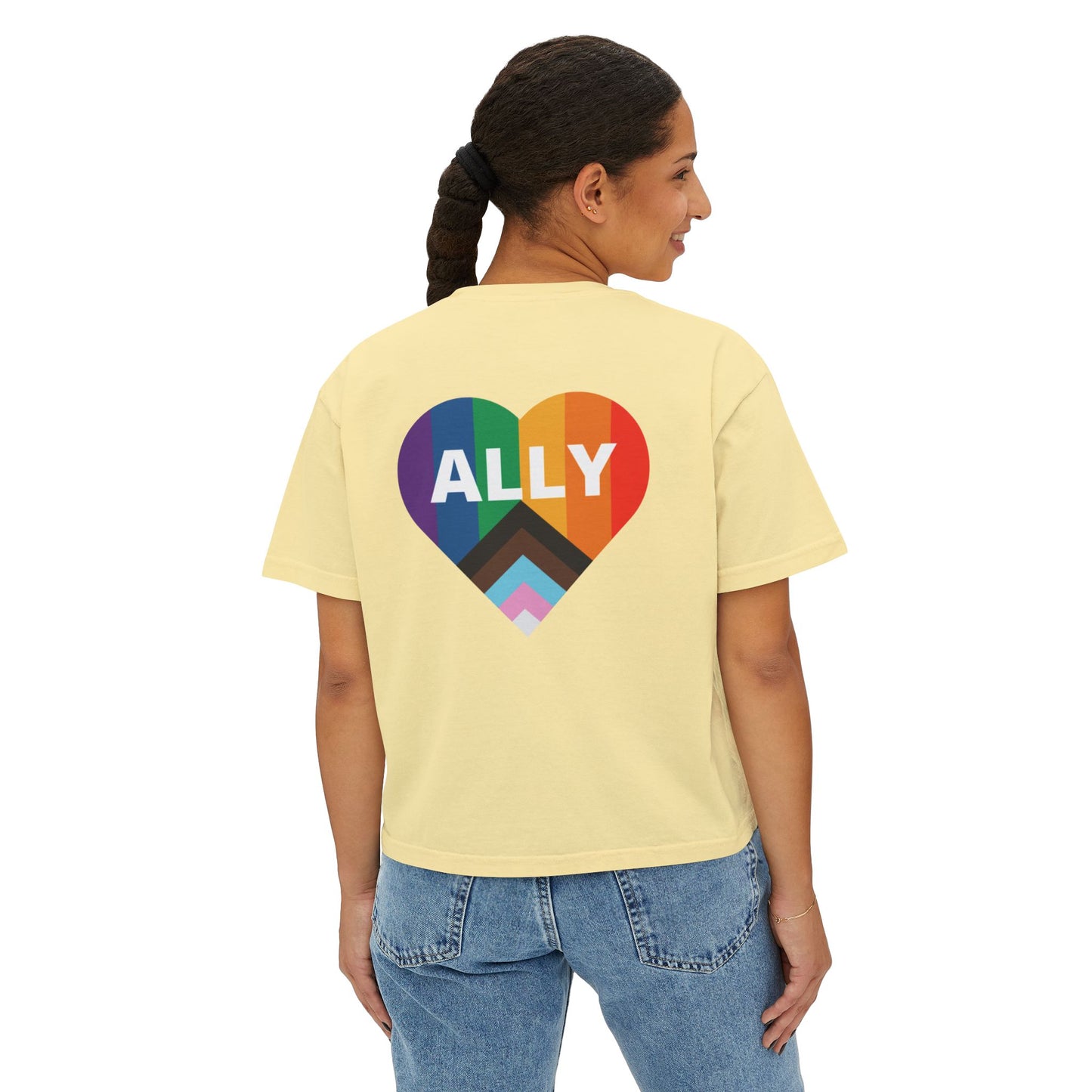 Pride Ally Boxy Tee - Feminine, Comfortable, LGBTQ+ Equality Wear, Gift for Allies, Pride Month Celebration, Casual Everyday Wear