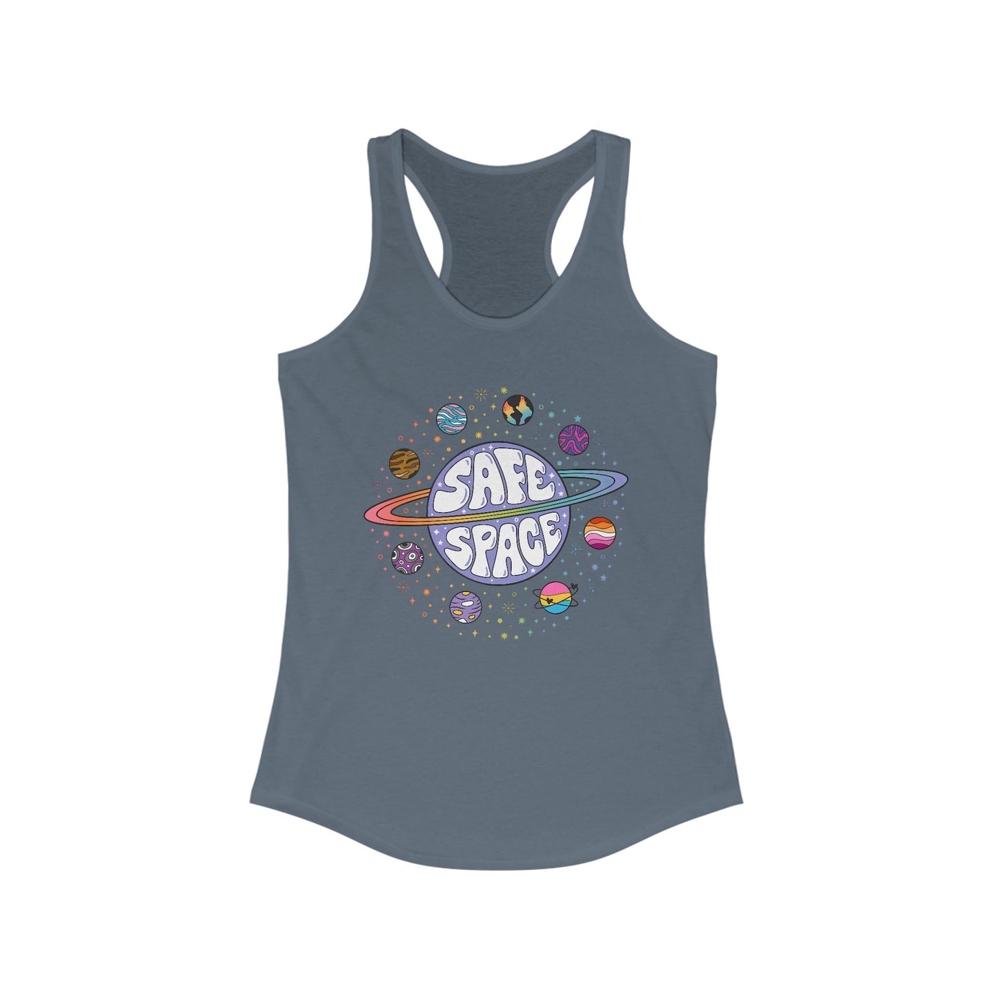Safe Space Women's Racerback Tank, Cute Summer Top, Pride Apparel, Perfect for Workouts, LGBTQ+ Gift, Casual Wear