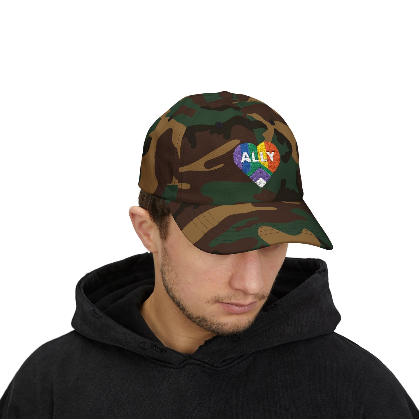 Pride Ally Classic Dad Cap, LGBTQ+ Hat, Adjustable Cap, Summer Accessory, Gift for Allies, Casual Style, Outdoor Fashion