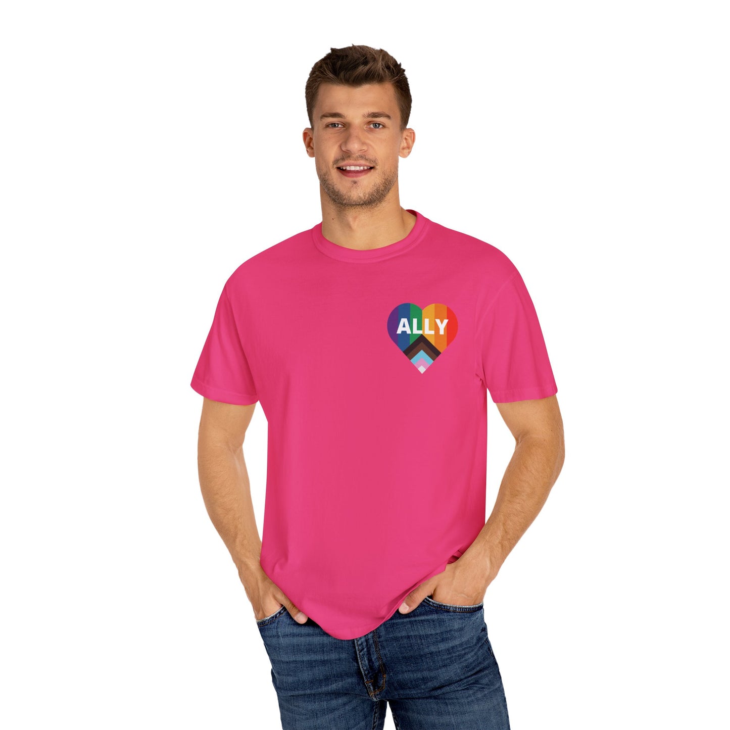 Inclusive Ally Heart T-Shirt, Pride Apparel, LGBTQ+ Support Shirt, Gift for Allies, Unisex T-Shirt, Colorful Heart Tee