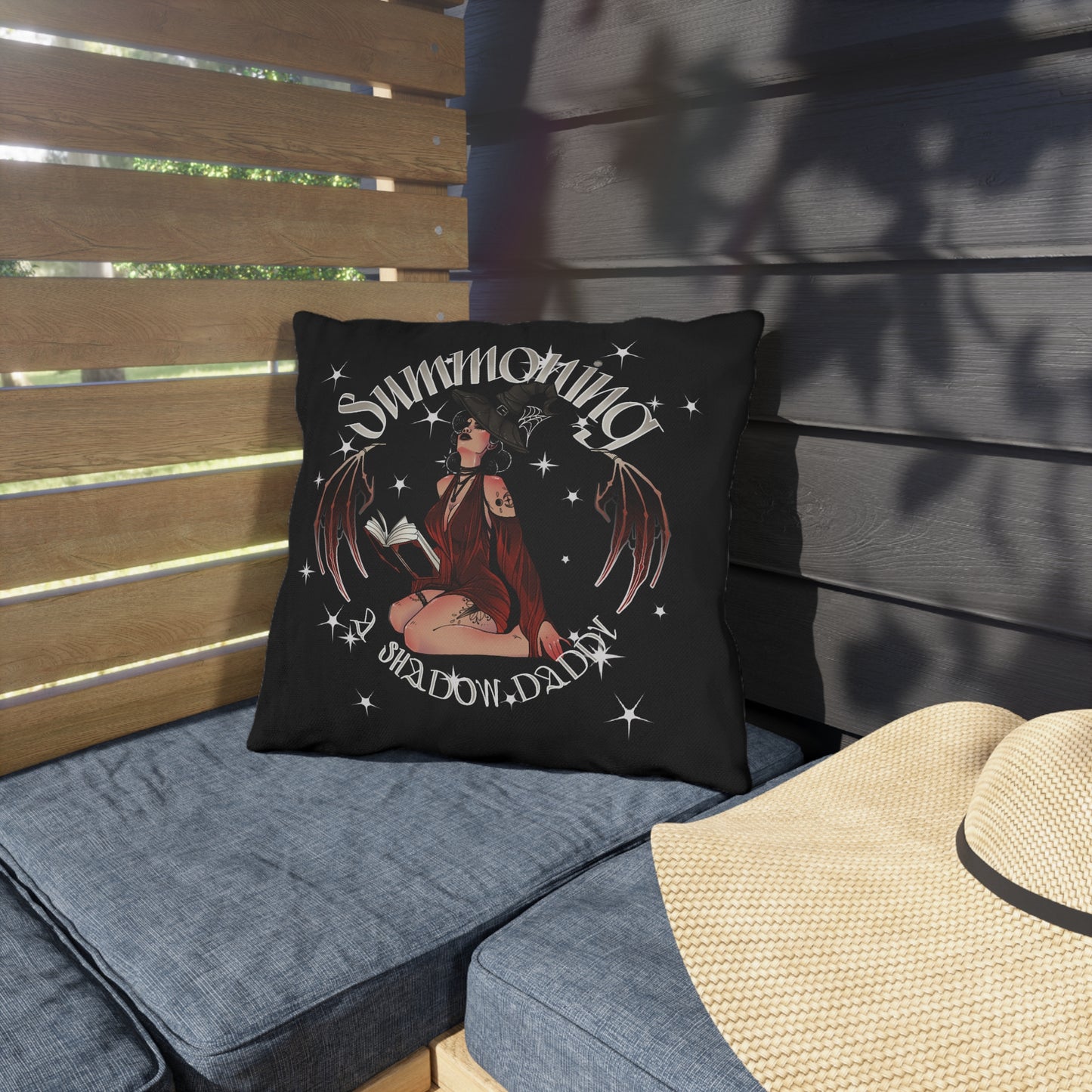 Summoning Shadow Daddy Outdoor Pillow - Gothic Decor for Witchy Vibes
