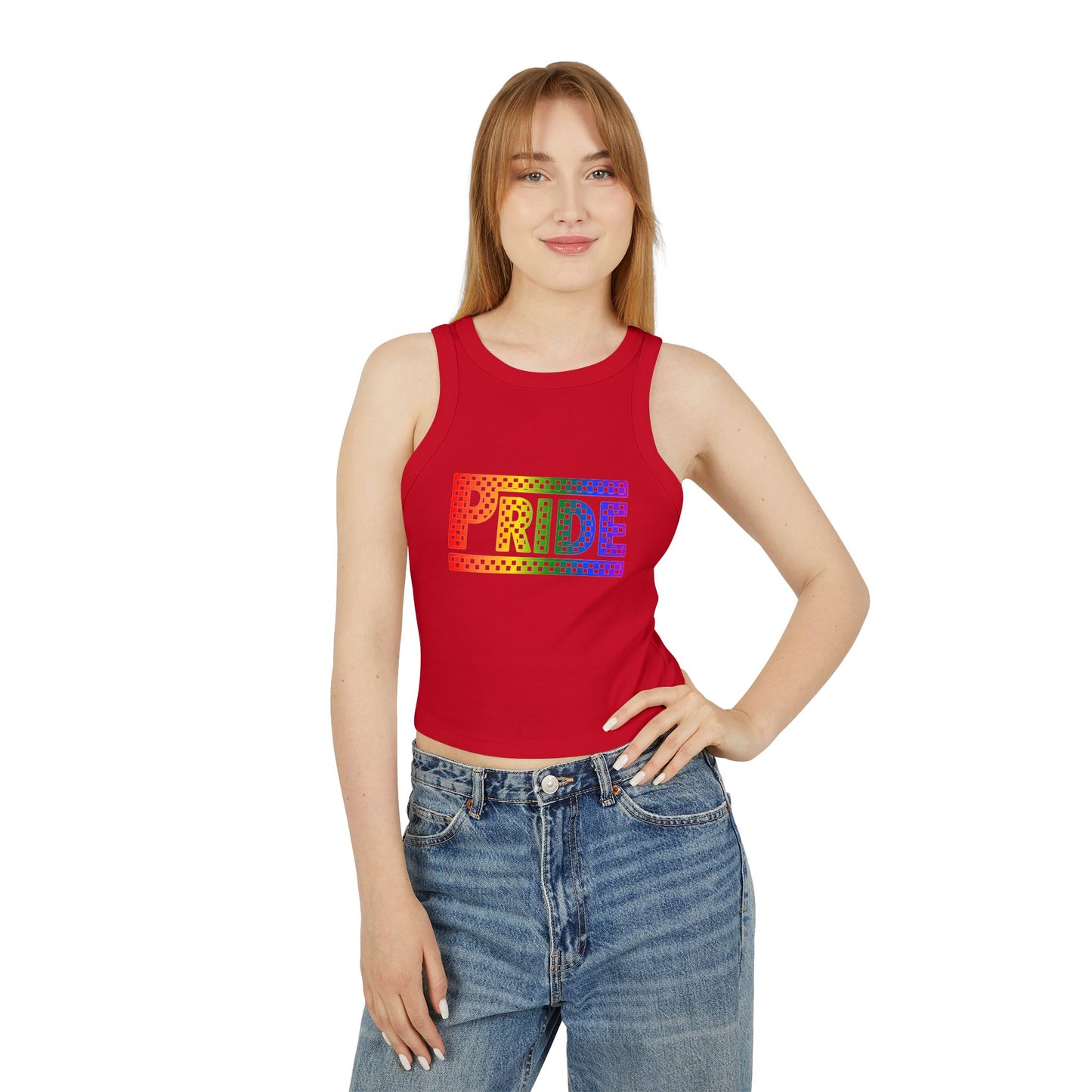 Pride Racer Tank Top for Women, LGBTQ+ Apparel, Summer Festival Shirts, Pride Month Clothing, Colorful Celebration Wear