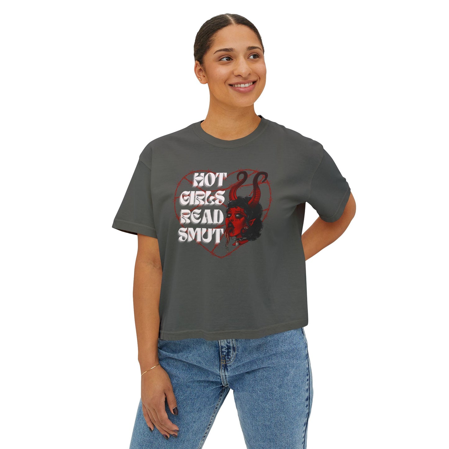 Hot Girls Read Smut Boxy Tee - Trendy Graphic T-Shirt for Women