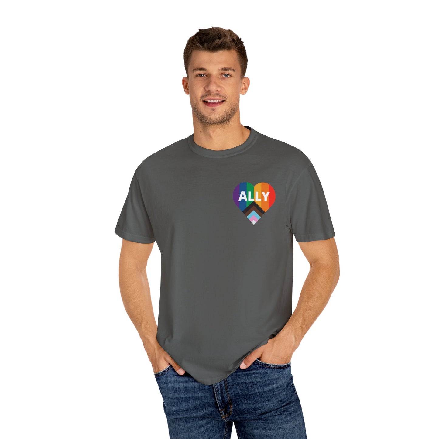Inclusive Ally Heart T-Shirt, Pride Apparel, LGBTQ+ Support Shirt, Gift for Allies, Unisex T-Shirt, Colorful Heart Tee