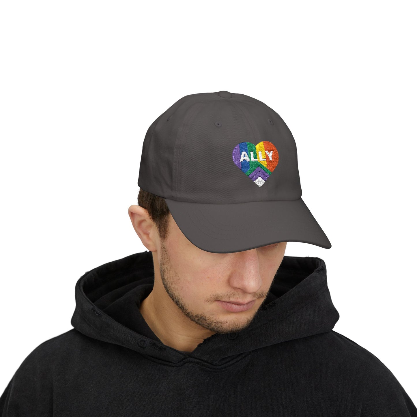 Pride Ally Classic Dad Cap, LGBTQ+ Hat, Adjustable Cap, Summer Accessory, Gift for Allies, Casual Style, Outdoor Fashion
