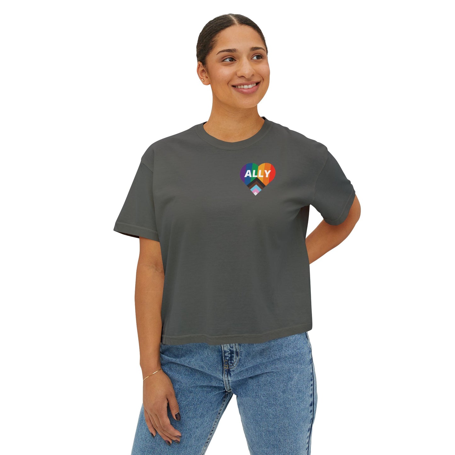 Pride Ally Boxy Tee - Feminine, Comfortable, LGBTQ+ Equality Wear, Gift for Allies, Pride Month Celebration, Casual Everyday Wear