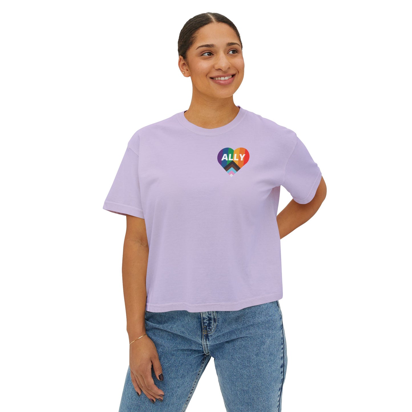 Pride Ally Boxy Tee - Feminine, Comfortable, LGBTQ+ Equality Wear, Gift for Allies, Pride Month Celebration, Casual Everyday Wear
