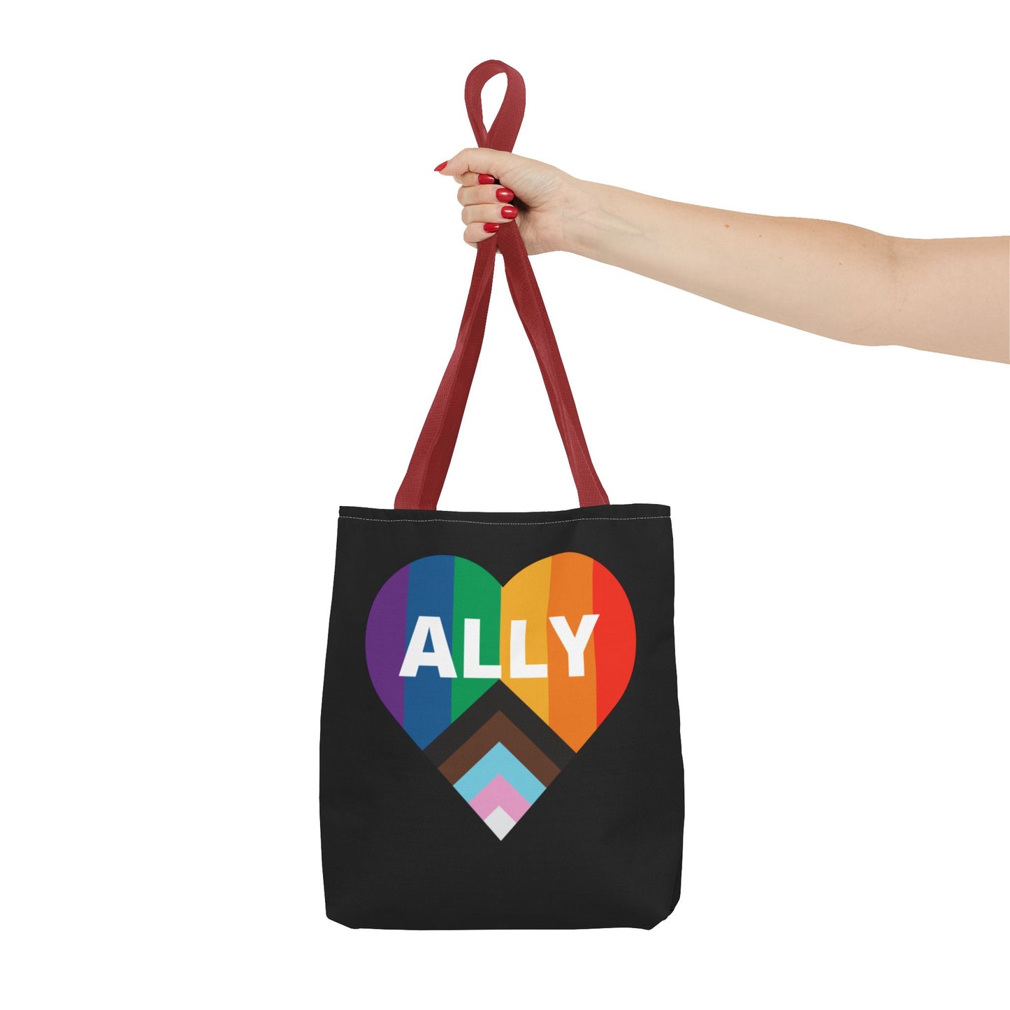 Pride Ally Tote Bag, Reusable Shopping Bag, Eco-Friendly Tote, LGBTQ+ Gift, Colorful Heart Design