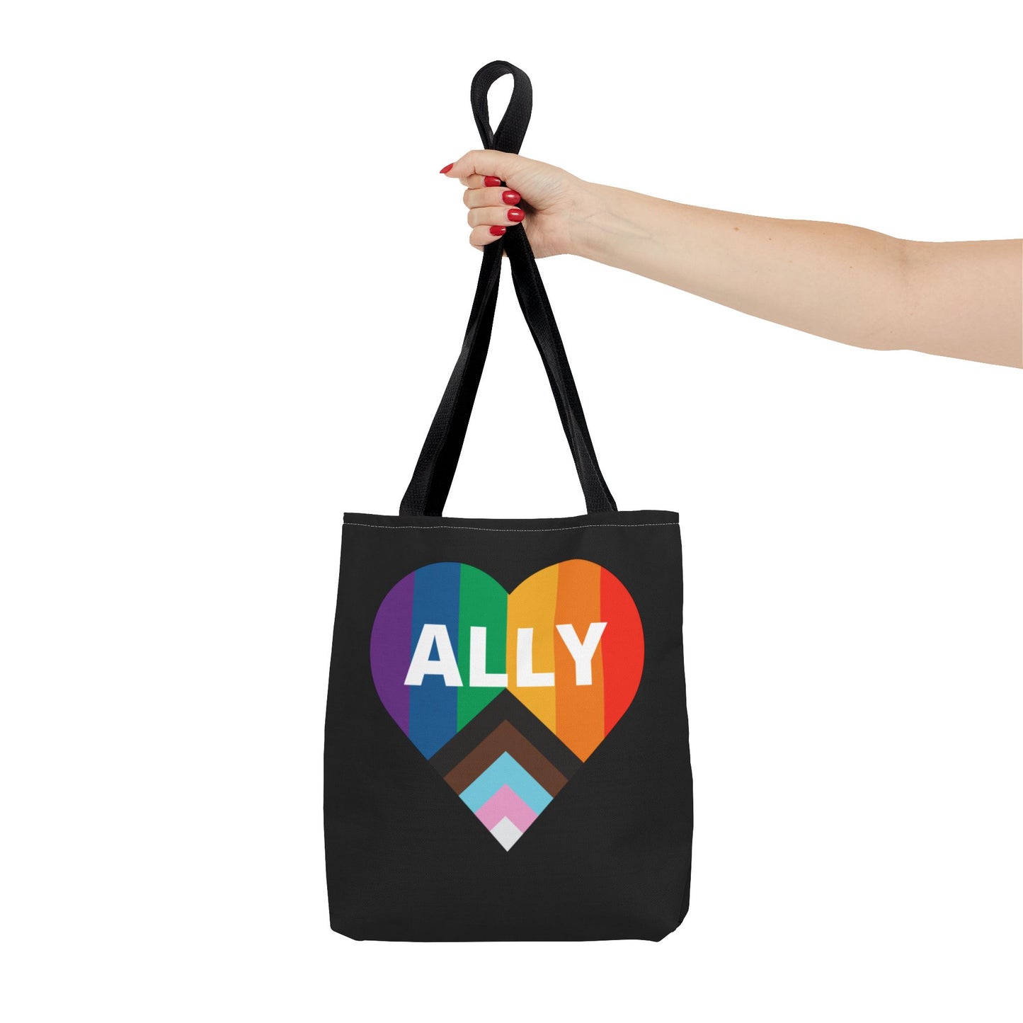 Pride Ally Tote Bag, Reusable Shopping Bag, Eco-Friendly Tote, LGBTQ+ Gift, Colorful Heart Design