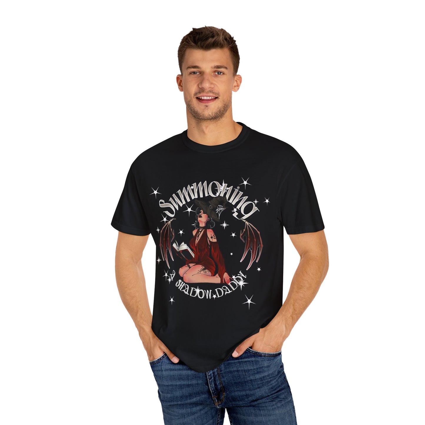 Summoning Shadow Daddy Unisex Garment-Dyed T-Shirt - Dark Aesthetic Tee for Alternative Fashion