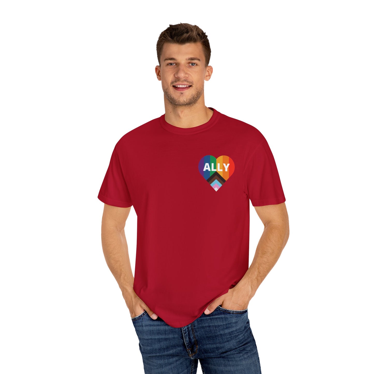 Inclusive Ally Heart T-Shirt, Pride Apparel, LGBTQ+ Support Shirt, Gift for Allies, Unisex T-Shirt, Colorful Heart Tee