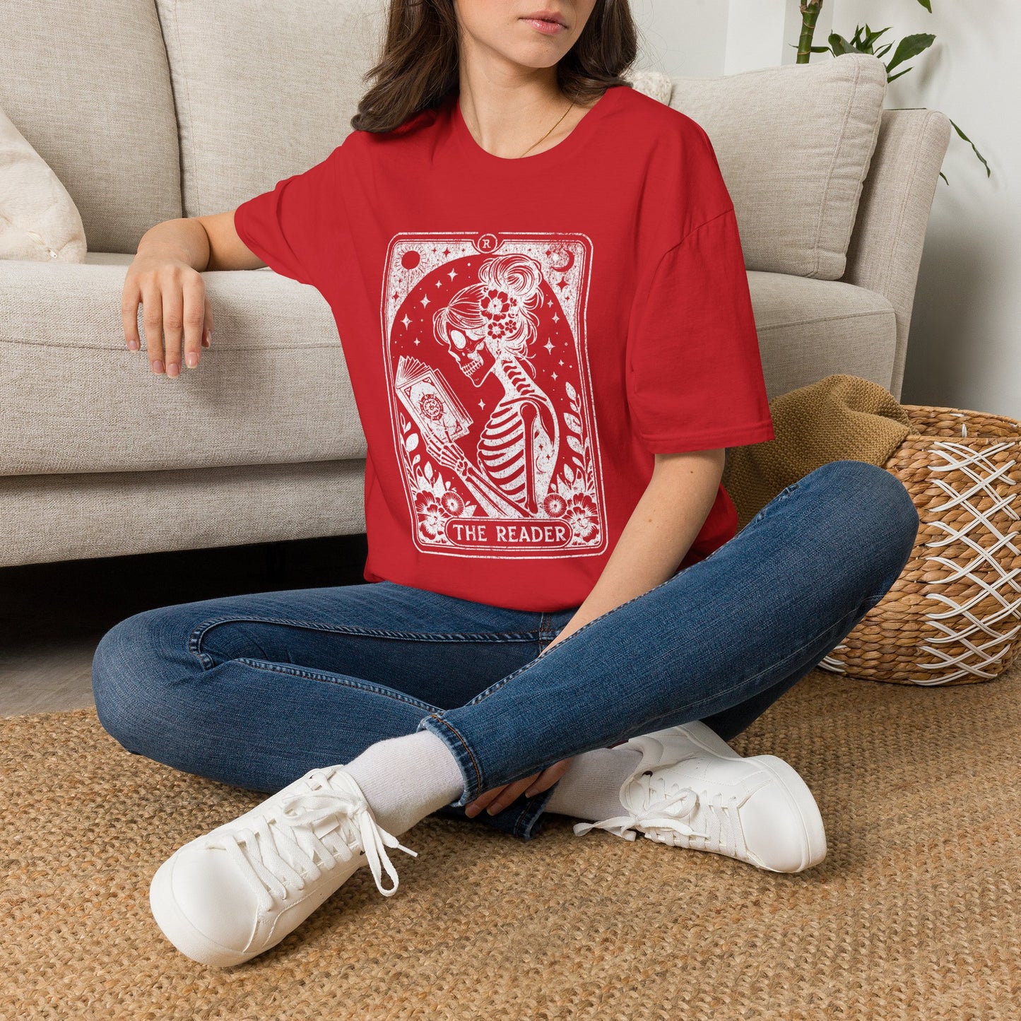 The Reader Skeleton Tarot T-Shirt — Gothic Tarot Card Graphic Tee