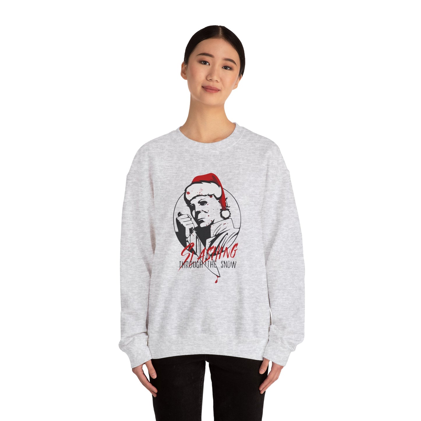 Slashing Through the Snow Gildan Crewneck Sweatshirt