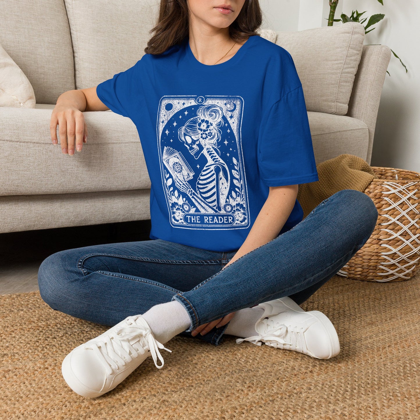 The Reader Skeleton Tarot T-Shirt — Gothic Tarot Card Graphic Tee