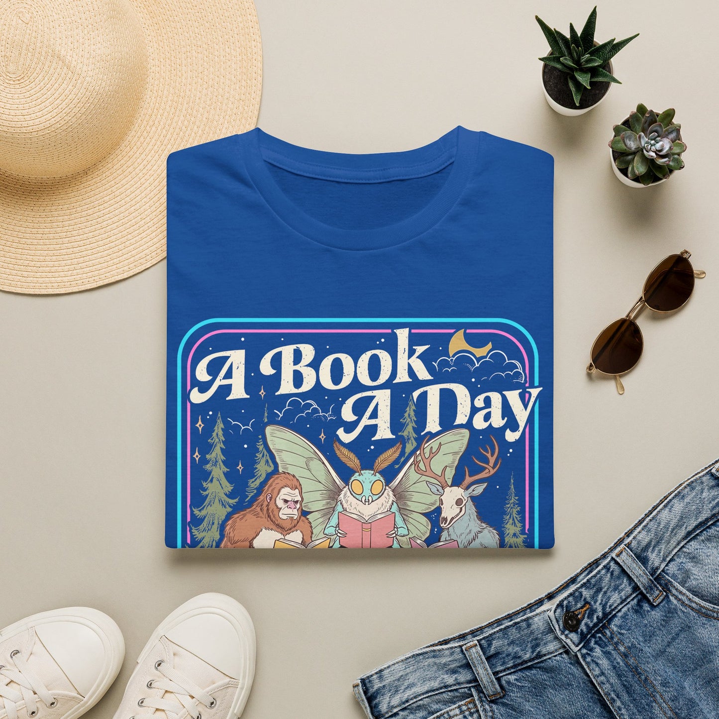 A Book A Day T‑Shirt — Retro Fairy Tale Reading Graphic Tee