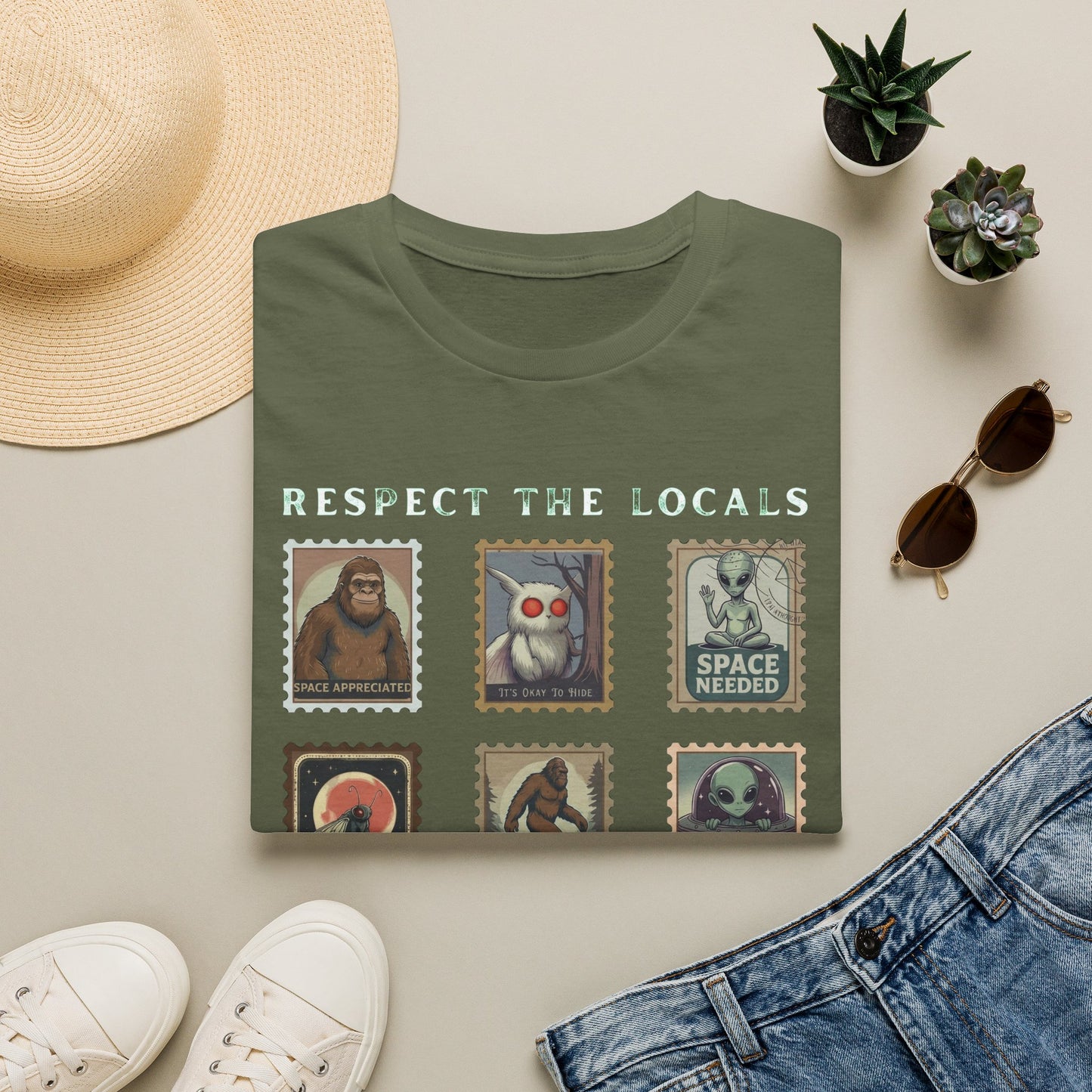 Alien Postage Stamp Graphic Tee — "Space Needed" Retro Sci‑Fi T-Shirt