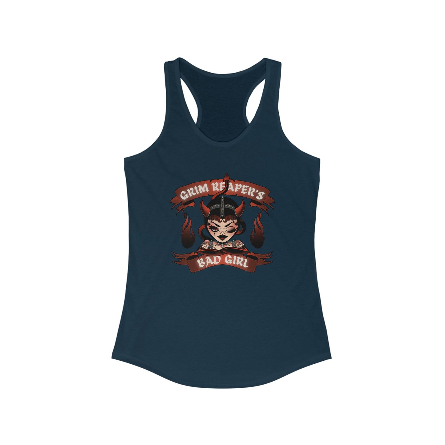 Grim Reaper's Bad Girl Racerback Tank - Edgy Graphic Tee for Confident Women