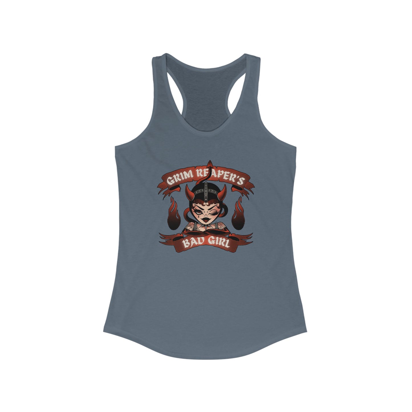 Grim Reaper's Bad Girl Racerback Tank - Edgy Graphic Tee for Confident Women
