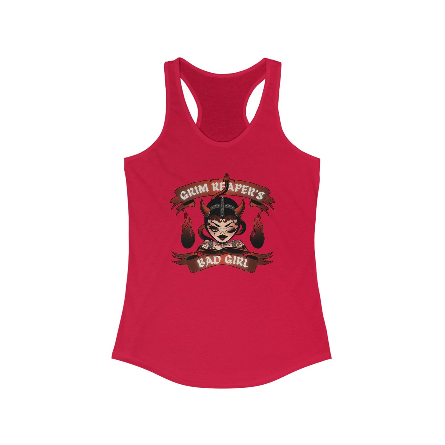 Grim Reaper's Bad Girl Racerback Tank - Edgy Graphic Tee for Confident Women