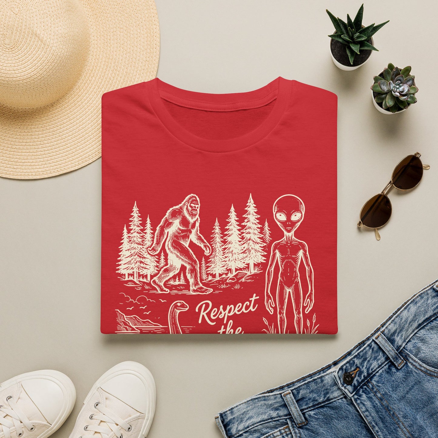 Respect the Local T-Shirt — Sasquatch, Aliens & Cryptid Graphic Tee