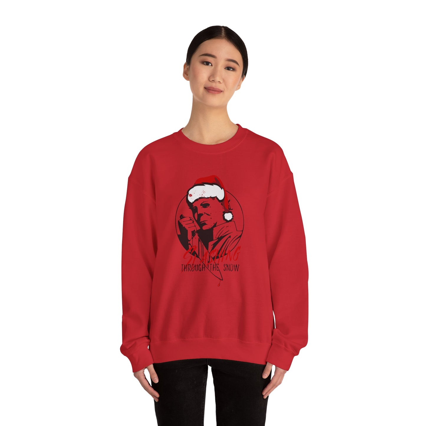 Slashing Through the Snow Gildan Crewneck Sweatshirt