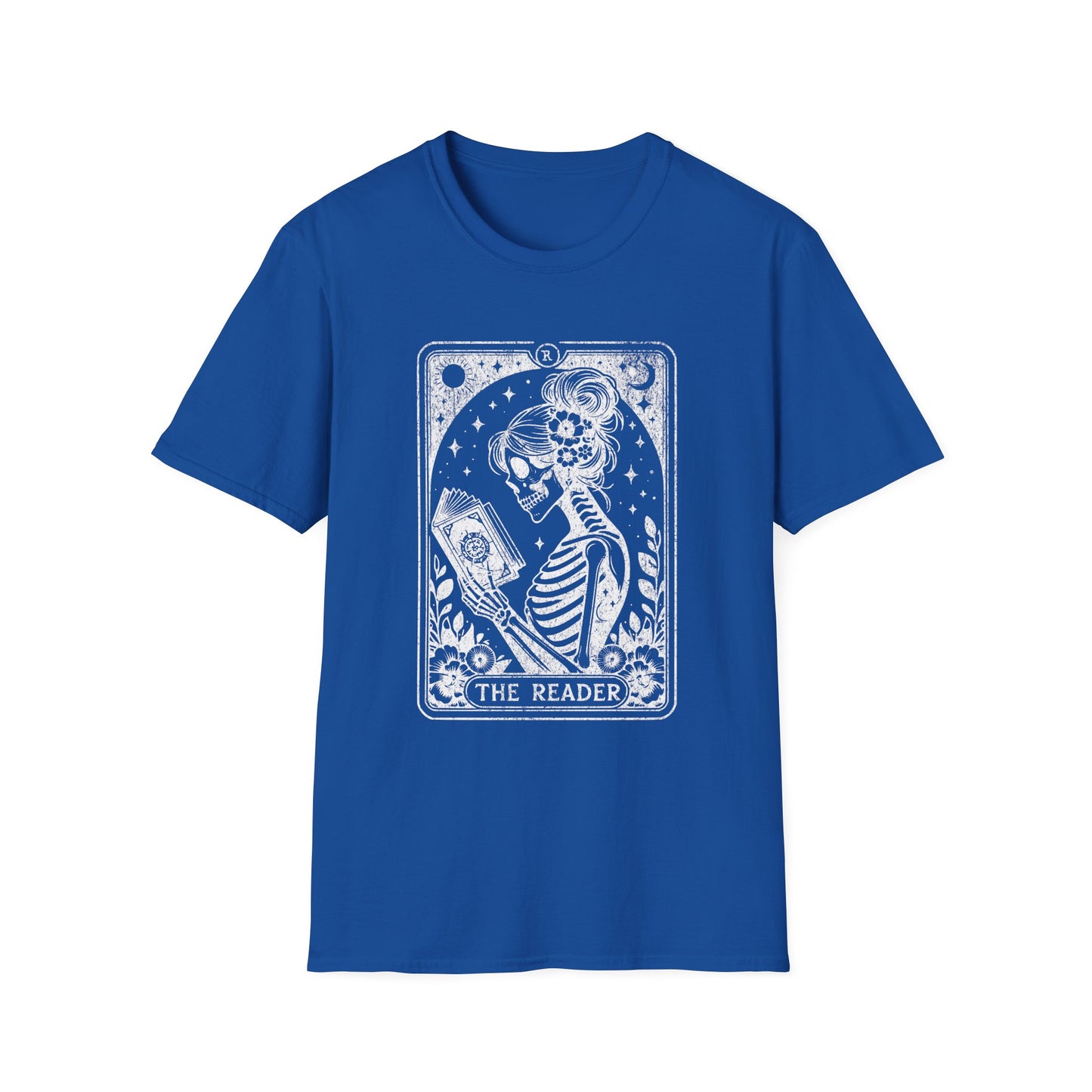 The Reader Skeleton Tarot T-Shirt — Gothic Tarot Card Graphic Tee