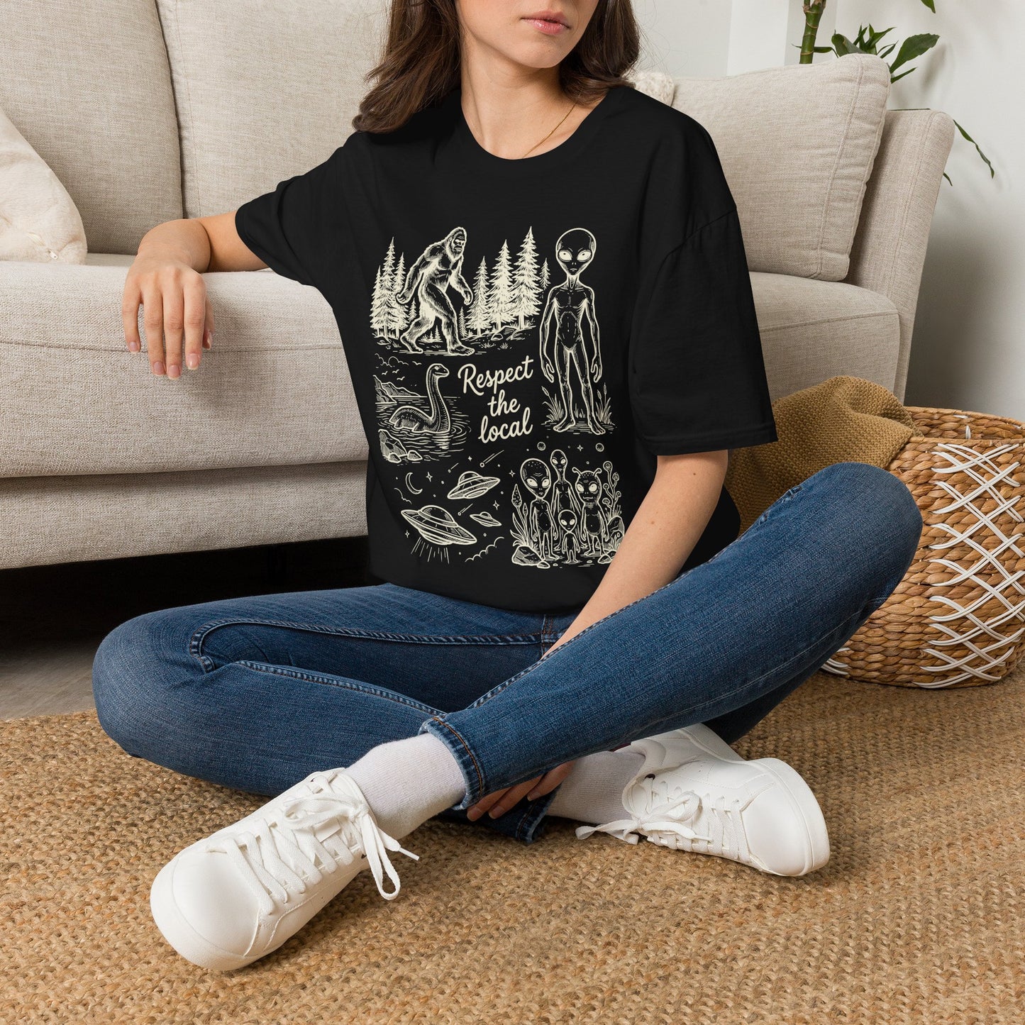 Respect the Local T-Shirt — Sasquatch, Aliens & Cryptid Graphic Tee