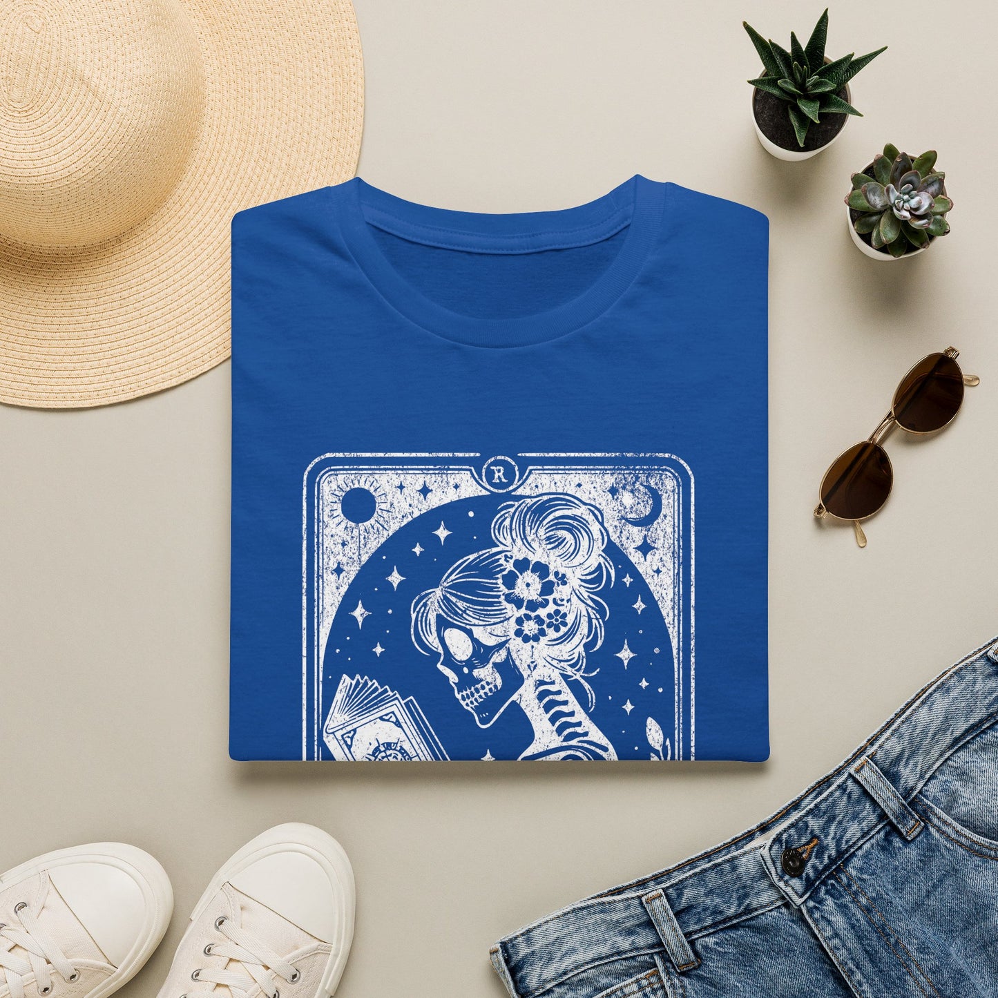The Reader Skeleton Tarot T-Shirt — Gothic Tarot Card Graphic Tee
